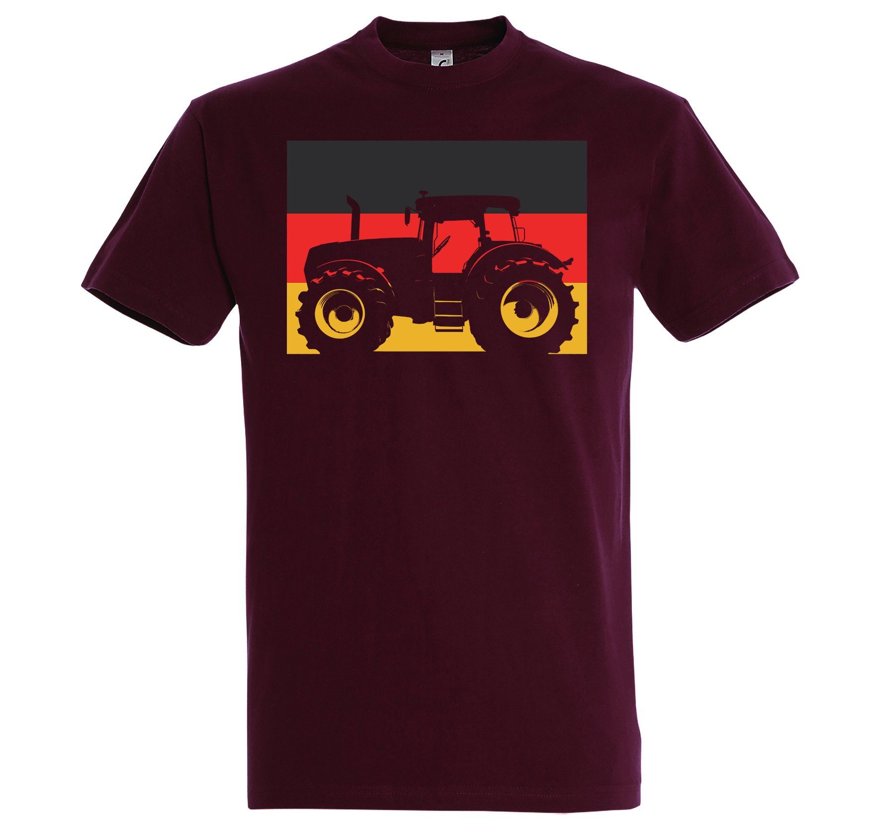 T-Shirt mit Spruch Deutschland Herren T-Shirt Burgund lustigem Designz Traktor Youth