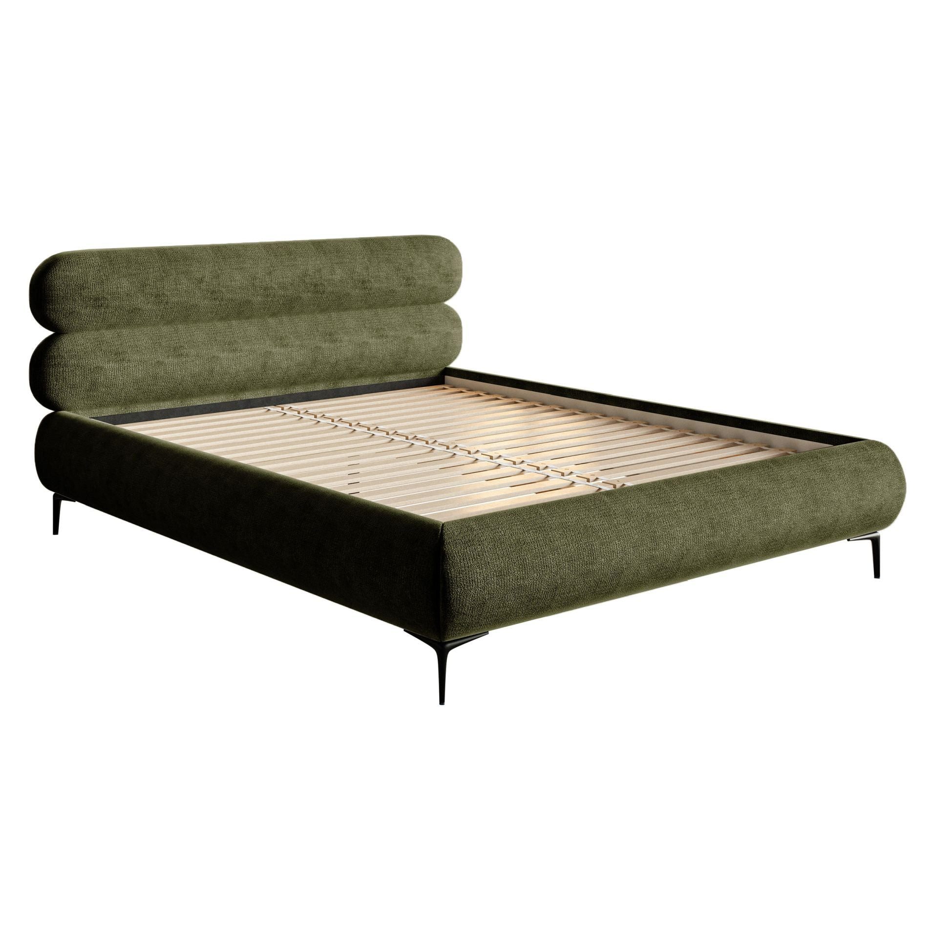 Selsey Polsterbett ROULE, mit Chenille-Bezug, Kopfteil und Rollrost und schwarzen Beinen