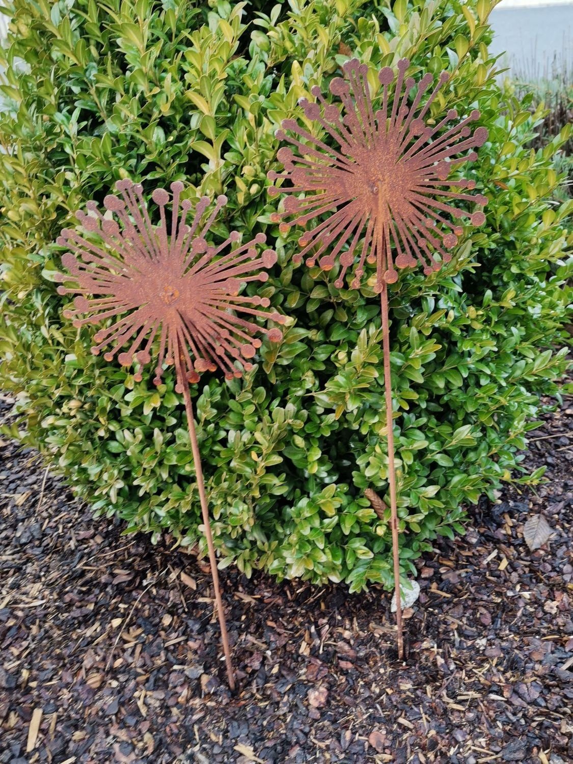 Dewoga Stecker - Gartenstecker Allium Edelrost-Metalldesign Edelrost