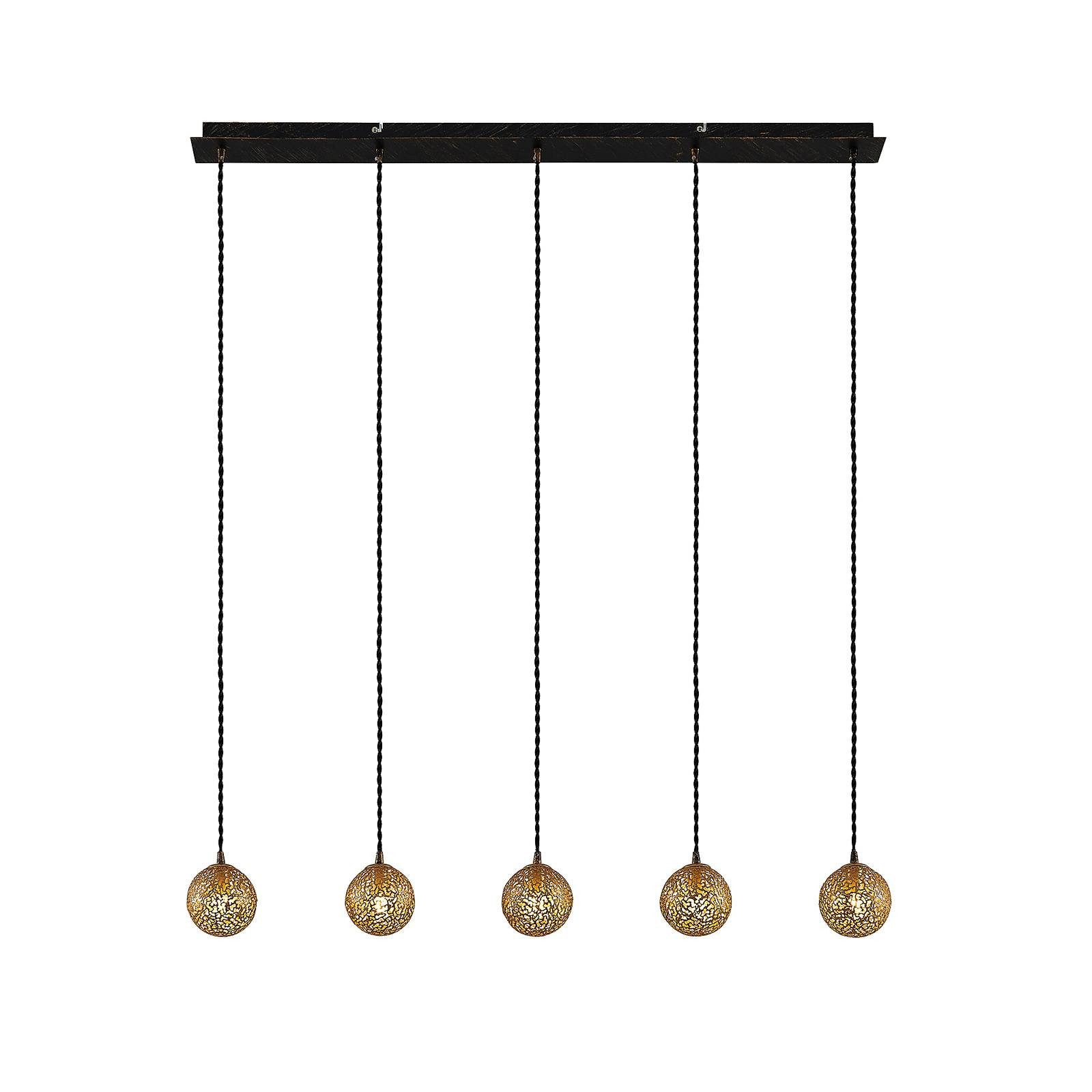 Lucande Hängeleuchte Zale, dimmbar, Leuchtmittel nicht inklusive, Marokkanisch / Orientalisch, Eisen, Schwarz, gold, 5 flammig, G9