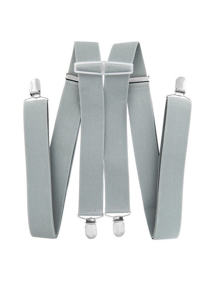 axy Hosenträger Herren Hosenträger 4 Stabile Clips H-Form einfarbig 3,5cm Breit verstellbar und elastisch 120cm Lang