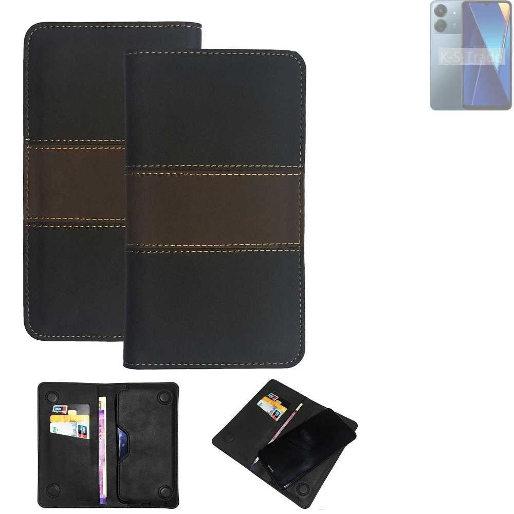 K-S-Trade Handyhülle für Xiaomi POCO C65, Hülle Handyhülle Schutzhülle Walletcase Bookstyle Tasche Schutz