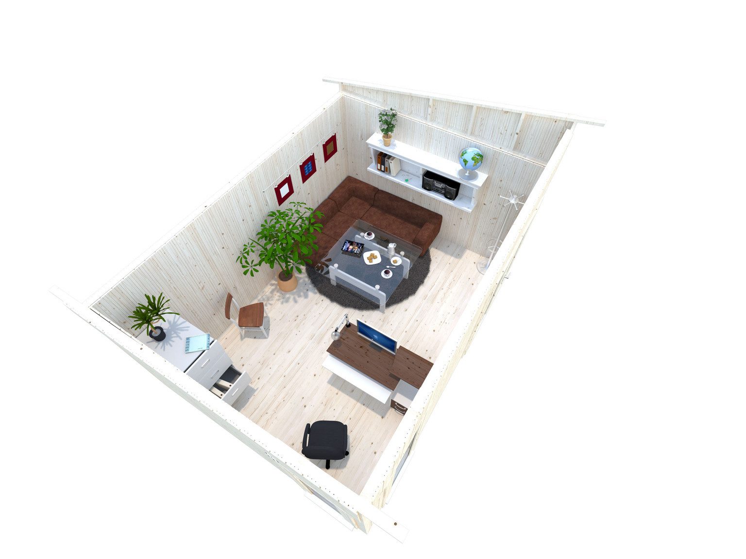 Palmako Gartenhaus Palmako Gartenhaus Nordic Haus Simone Home Office, 18 mm, 452 x 330 x 281 cm, unbehandelt