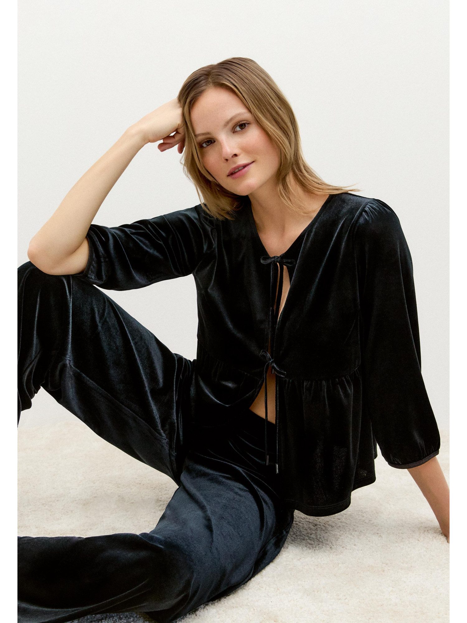 MORE&MORE Jerseyblazer elegante Glam-Party-Samtjacke günstig online kaufen