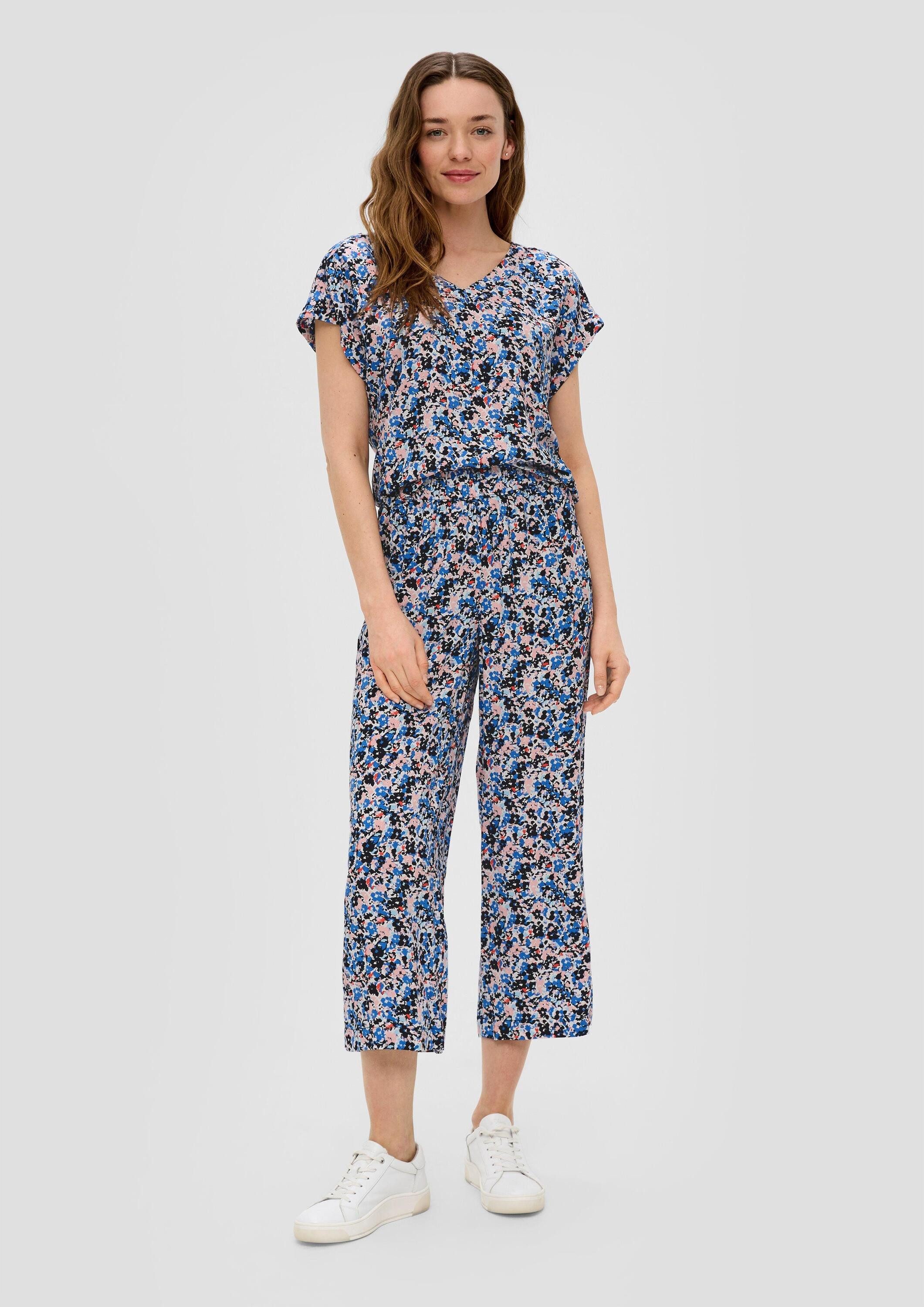 s.Oliver Culotte Hose Gemusterte Wide Leg-Hose aus reiner Viskose – Bild 5 von 5