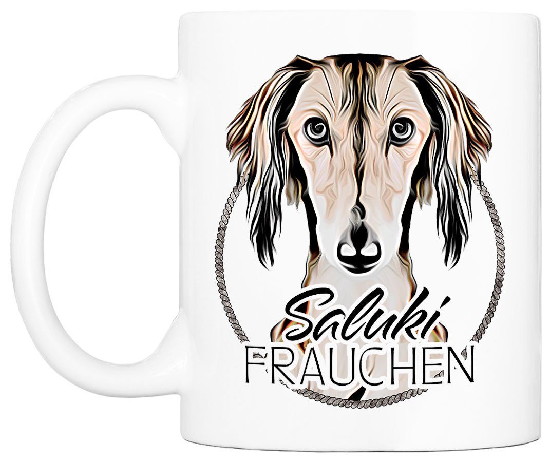 Cadouri Tasse beidseitig Geschenk, FRAUCHEN ml Hunderasse, handgefertigt, für bedruckt, Hundefreunde, Kaffeetasse Keramik, SALUKI - mit 330