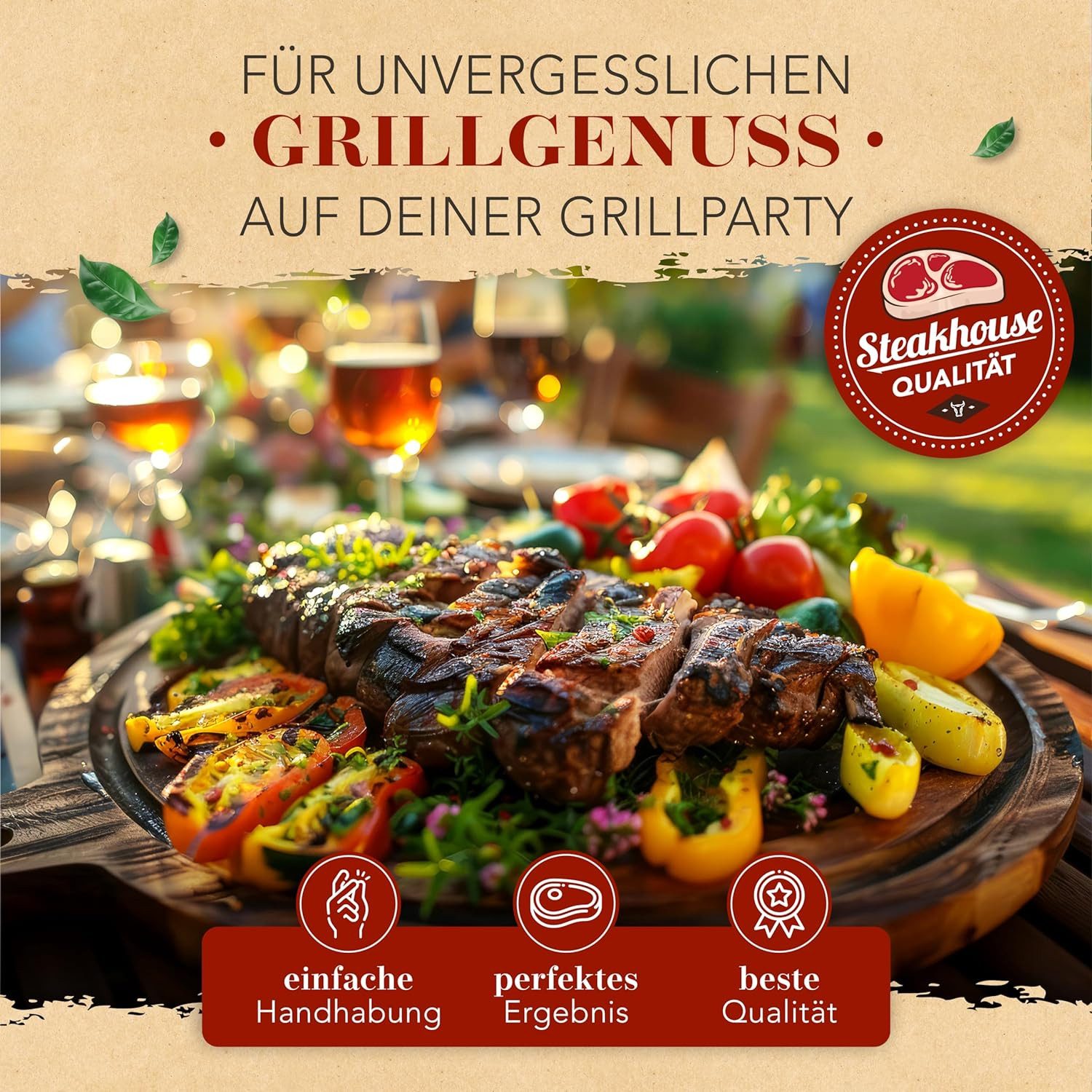 Krustenzauber Grillpfanne 26cm Grillpfanne Induktion -, (Geriffelte Gusseisenpfanne Induktion - Ideale Gusseisen Pfanne, Eisenpfanne, Cast Iron Pan, Bratpfanne), Gusseiserne Pfanne Skillet Gusspfanne