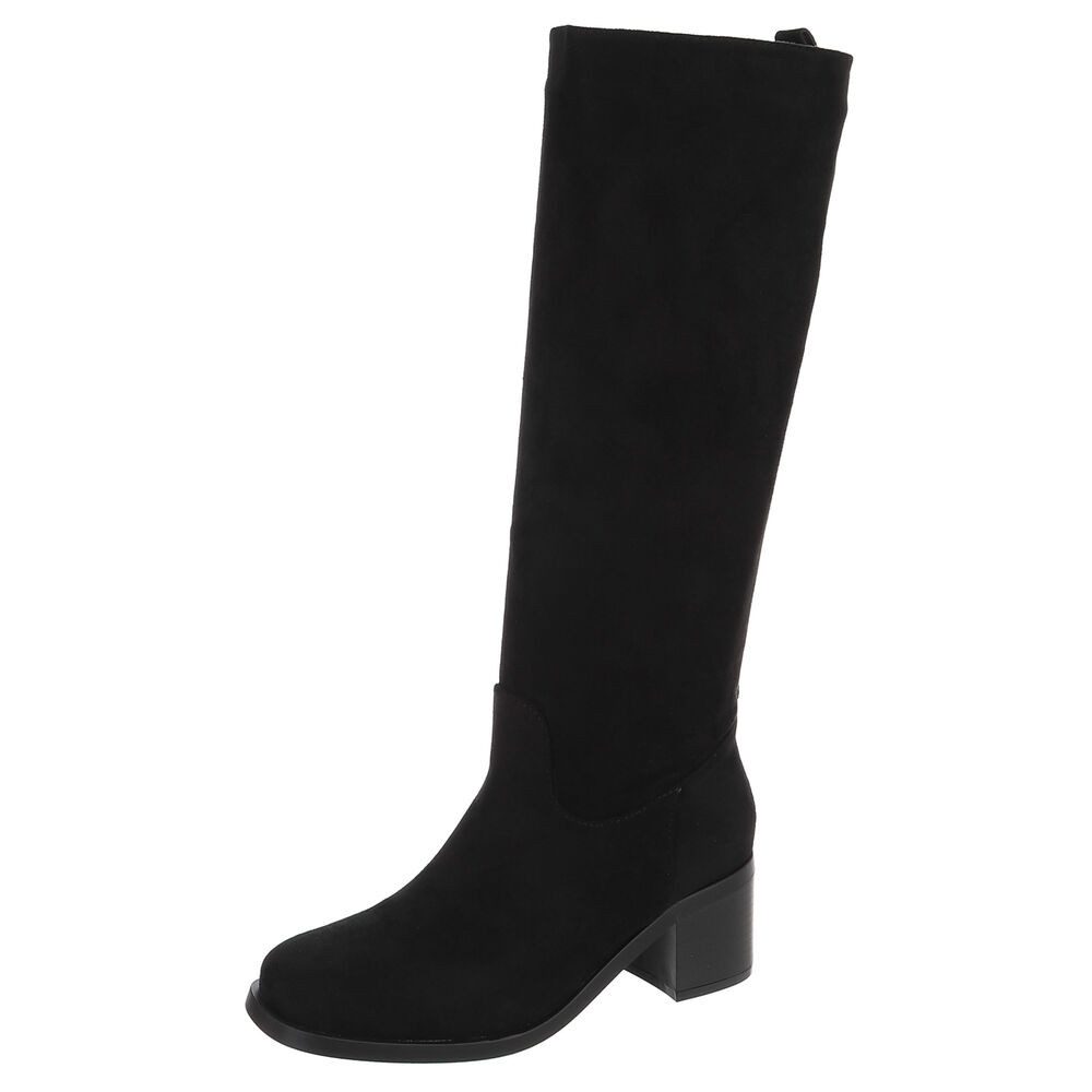Ital-Design Damen Kniehohe Stiefel mit Blockabsatz Stiefel (92214573) Blockabsatz Stiefel in Schwarz