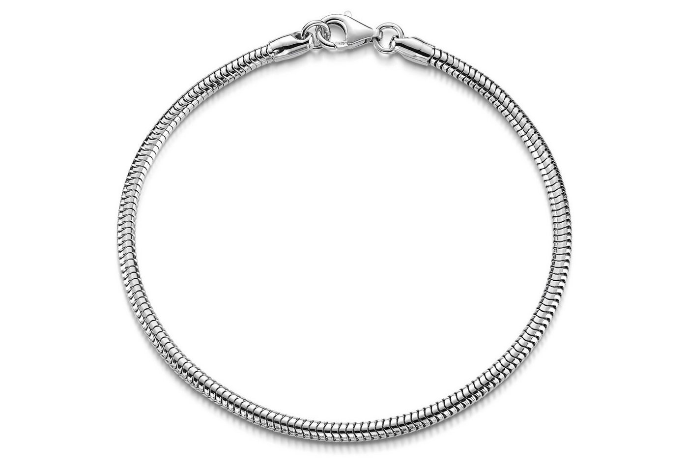 Materia Armband Herren Damen Schlangenkette 3mm SA-141, 925 Sterling Silber, rhodiniert