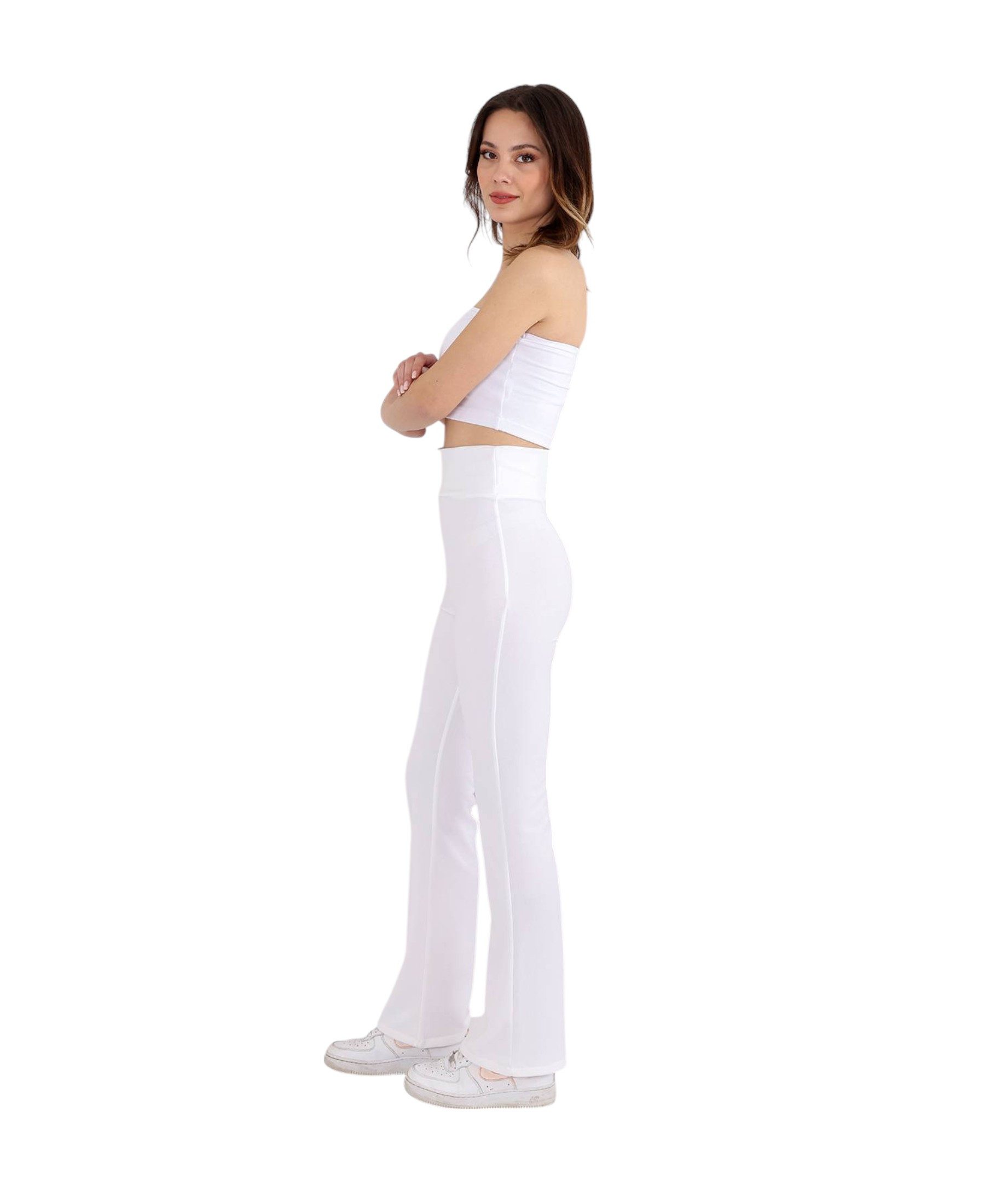 fashionshowcase Schlaghose Damen Scuba Hose High Waist elastisch für Yoga Freizeit & Abendmode Knitterfrei, Bequem & Figurbetont