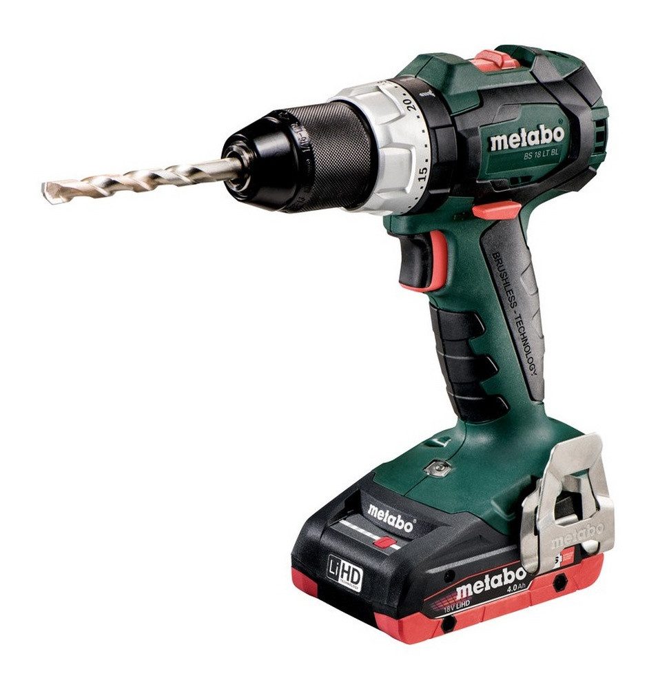 metabo Akku-Bohrschrauber BS 18 LT BL, 18 V, Bohrmaschine 2 x 4 Ah LiHD im Kunststoffkoffer