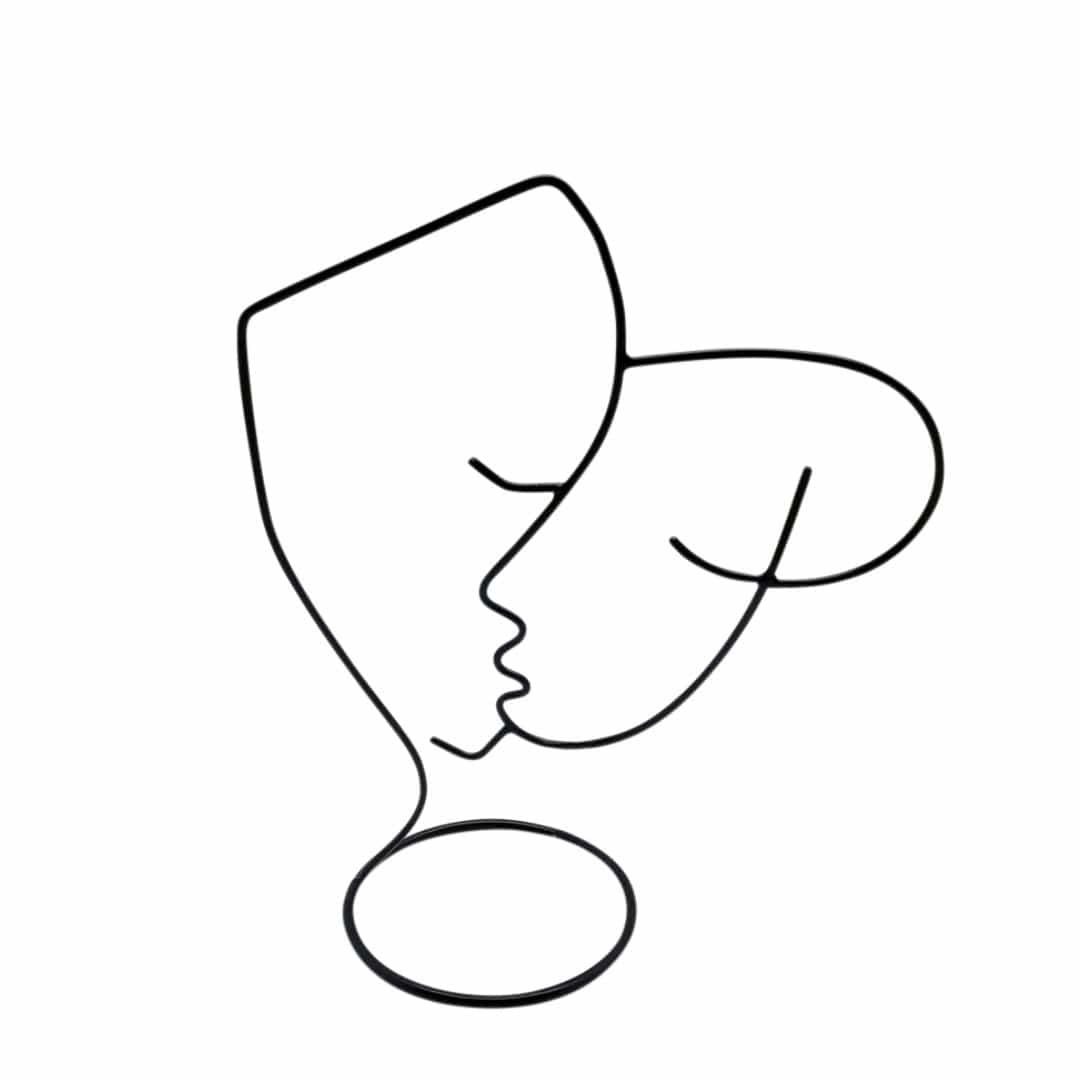 Dekoobjekt Favori Line-Art Gesichter, Figur aus Eisen in Schwarz/Gold, H:25cm
