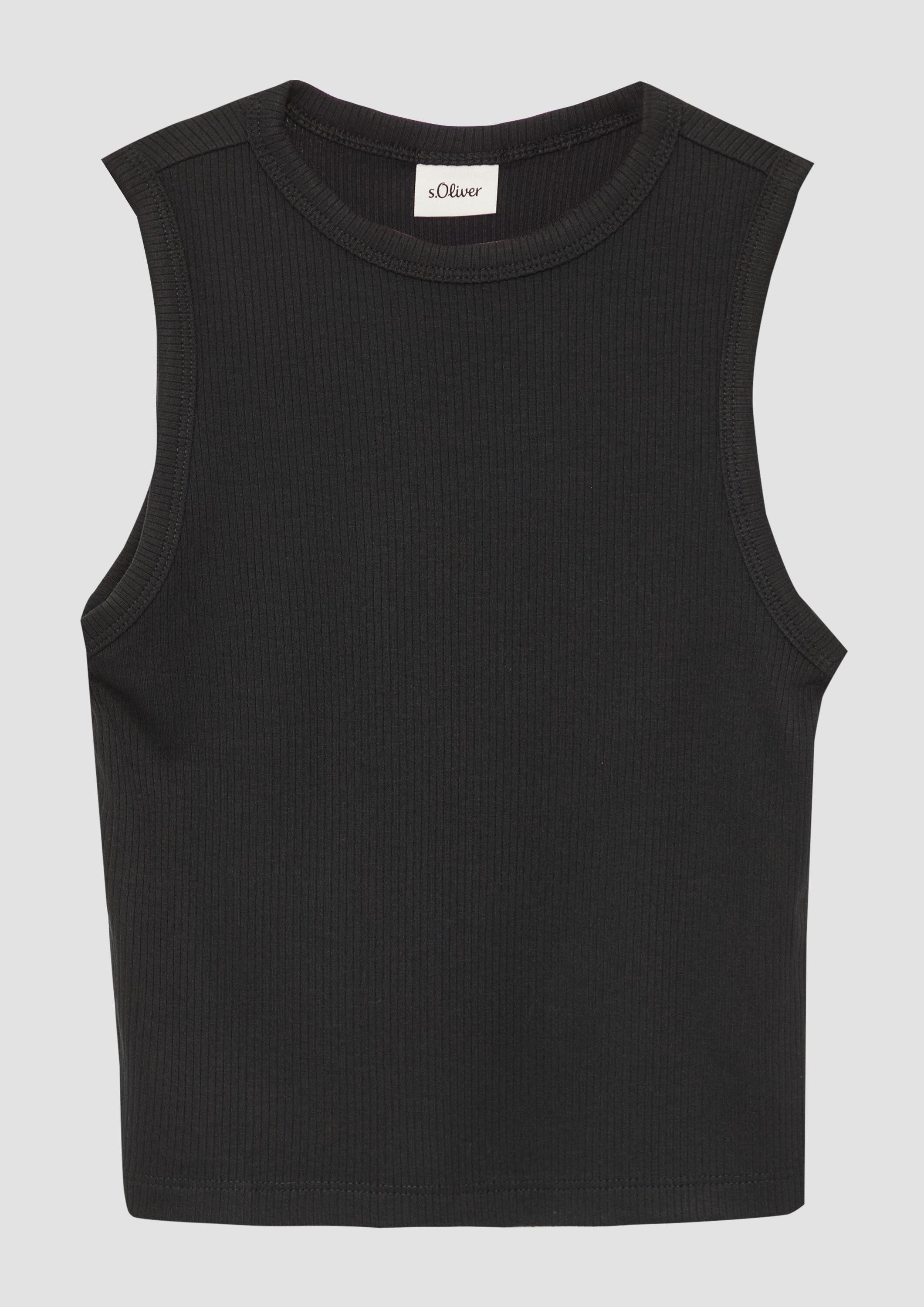 s.Oliver Muskelshirt T-Shirt Verkürztes Slim-Fit-Top mit Rippstruktur