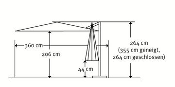 Schneider Schirme Ampelschirm Rhodos Twist, LxB: 300x300 cm, Inkl. Plattenständer (o. Platten) & Schutzhülle, natur, quadratisch, ohne Wegeplatten