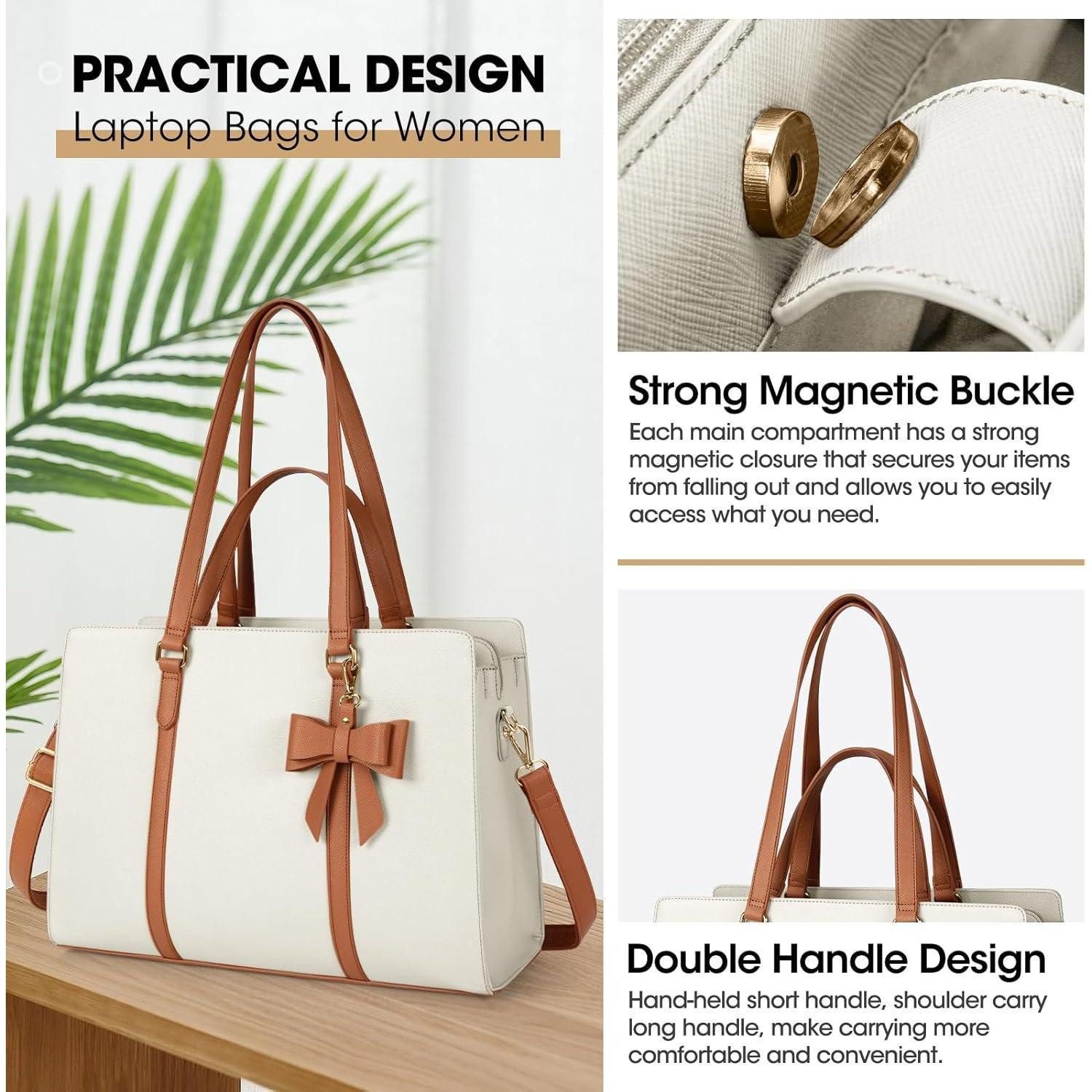 LuxusKollektion Shopper Damen Handtasche Shopper Schwarz Laptoptasche 15.6 Zoll PU Leder