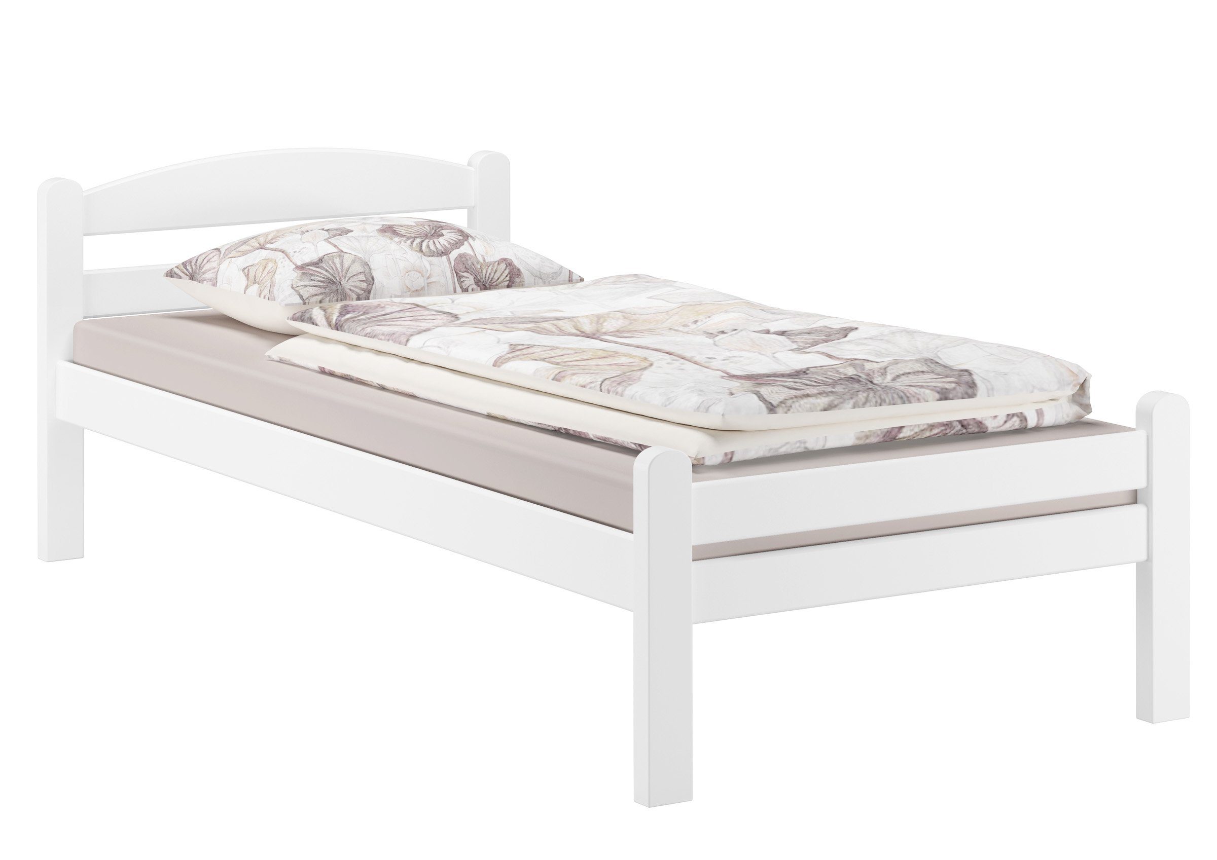 ERST-HOLZ Bett Einzelbett Gästebett massiv Buche weiß 90x200, Buchewaschweiß