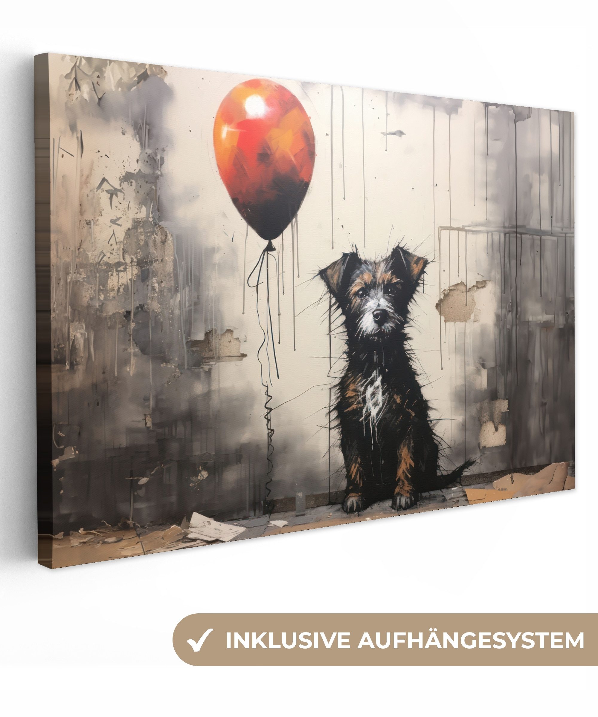 OneMillionCanvasses® Leinwandbild Graffiti - Hund - Luftballon - Tiere, Fot günstig online kaufen