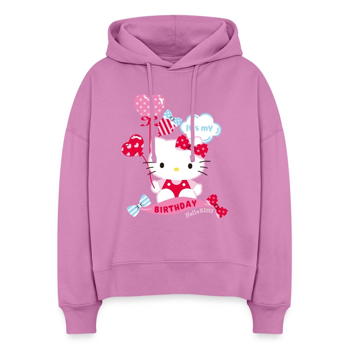 Hoodie Hello Kitty Mit Ballons Mein Geburtstag Frauen Boxy Organic Hoodie