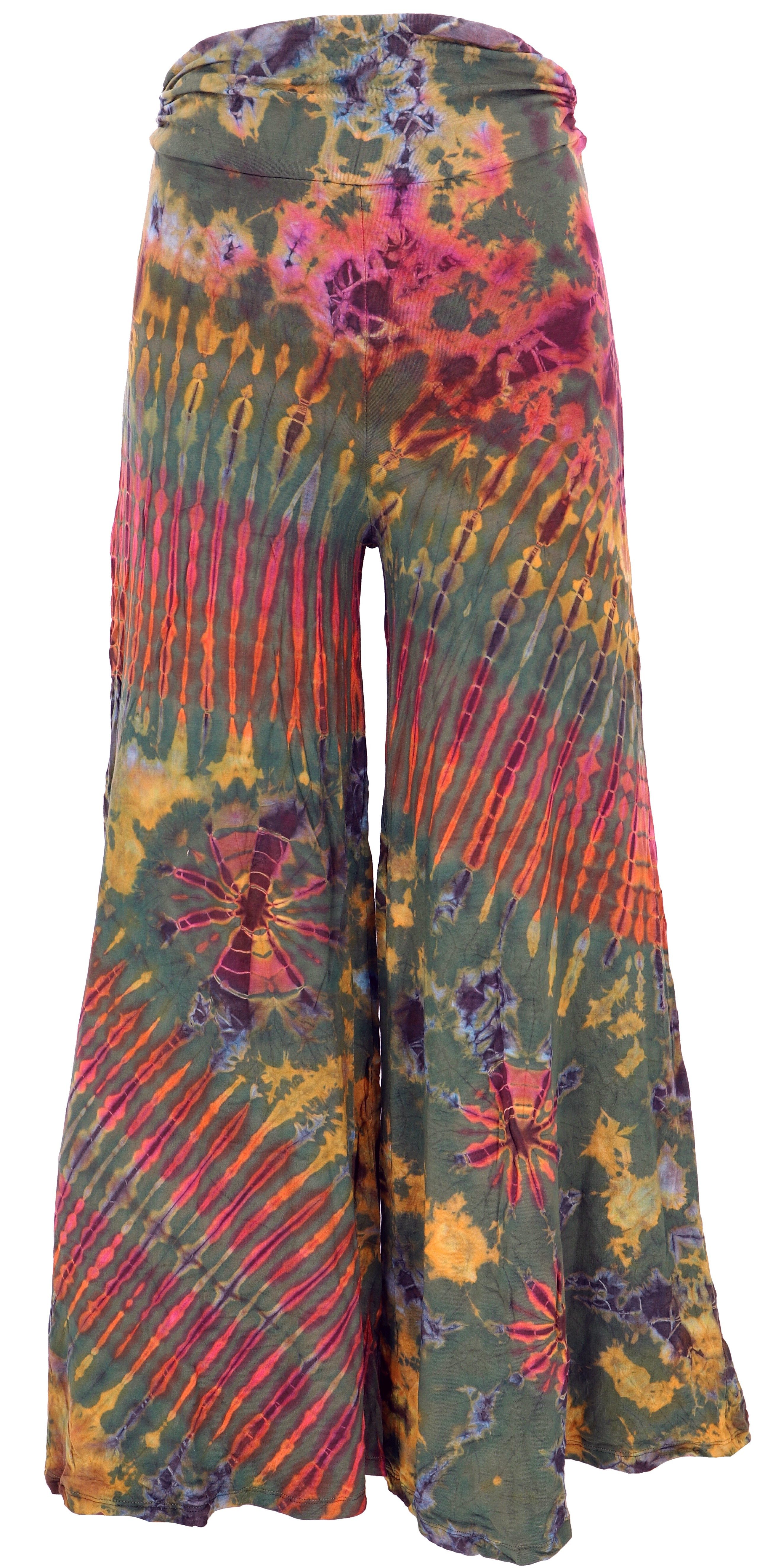 Guru-Shop Hose & Shorts Weite Batikhose, Unikat Boho Schlaghose,.. alternative Bekleidung