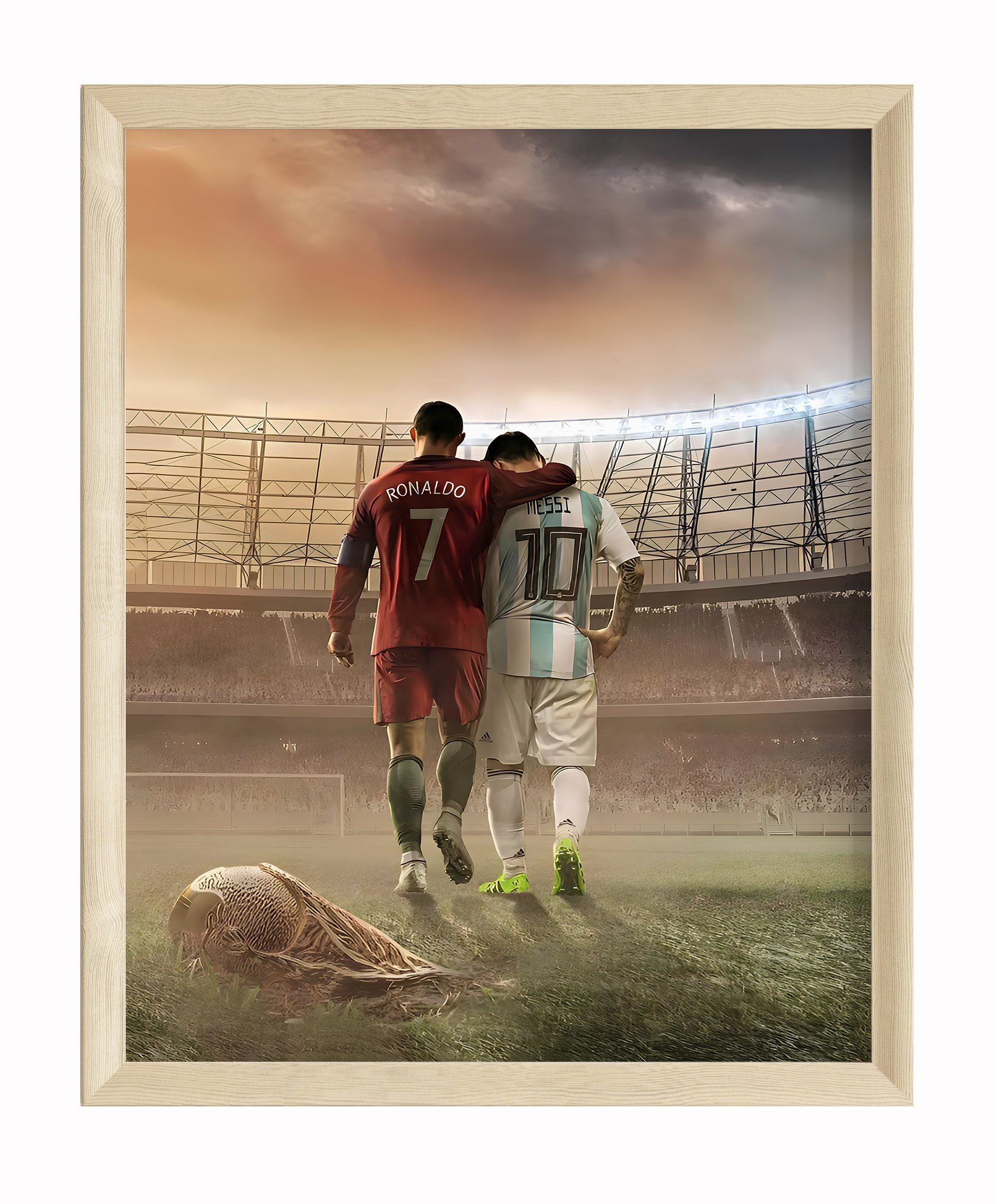 JUSTGOODMOOD Poster Premium ® Ronaldo & Messi Freunde Fußball Poster · ohne Rahmen