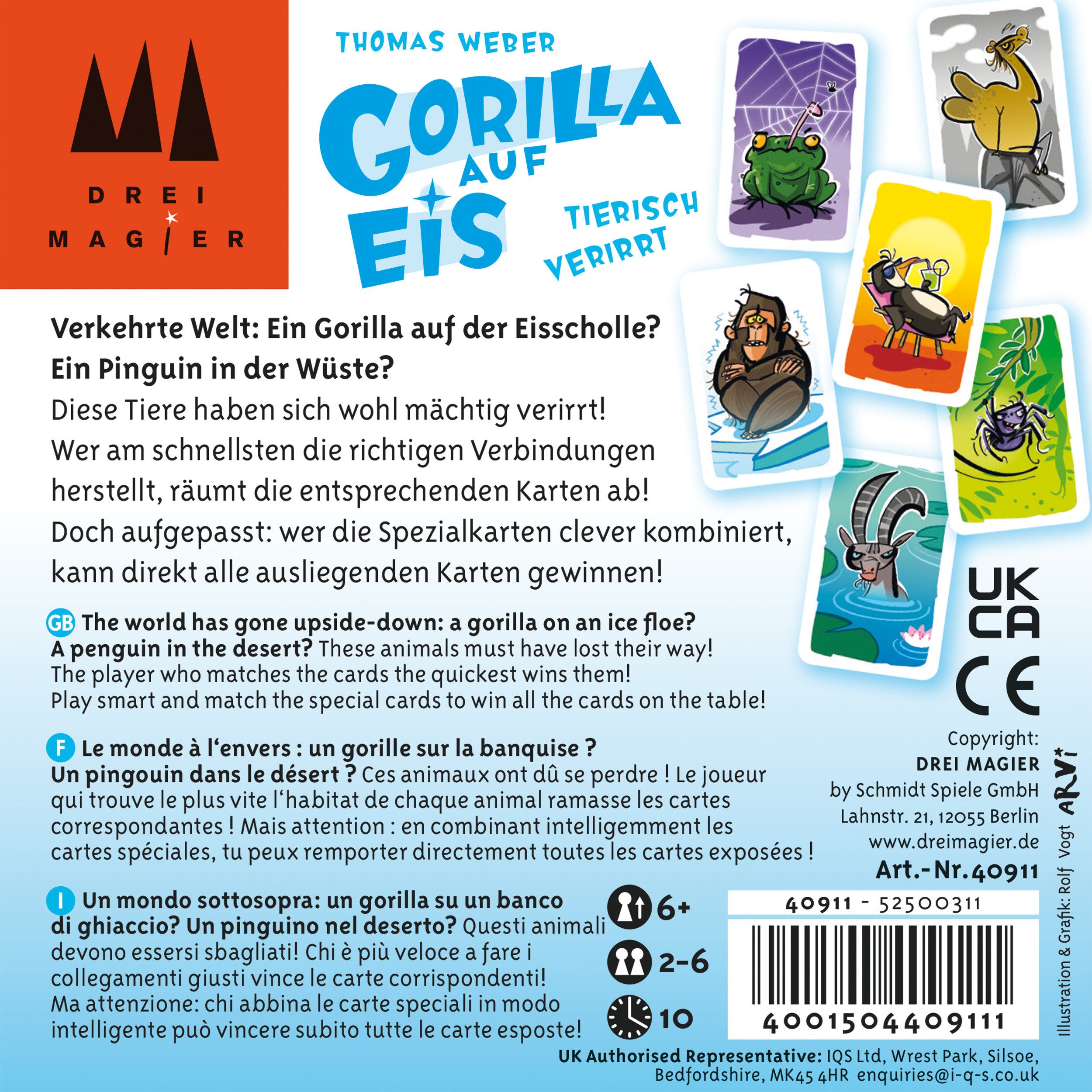 Drei Magier Spiele Spiel Gorilla auf Eis, Kinderspiel, Made in Germany