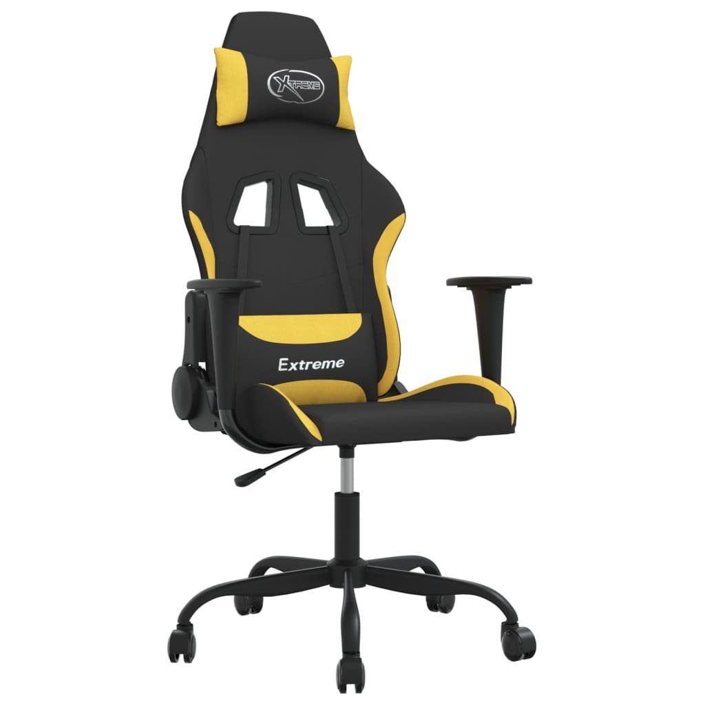 St) (1 furnicato Schwarz Stoff Gelb Gaming-Stuhl Massagefunktion mit und