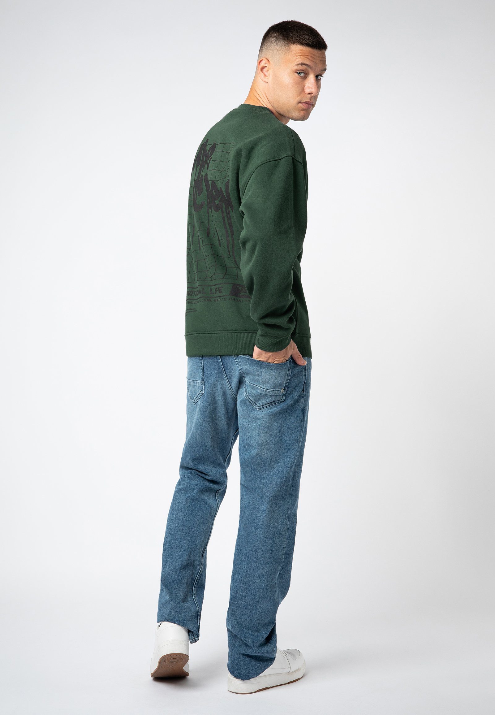 Sweatshirt mit Rückenaufdruck SUBLEVEL Sweatshirt dark-green