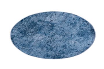 Designteppich Modern Rund Teppich Wohnzimmerteppich Abstrakt Blau, Mazovia, 120 x 120 cm, Fußbodenheizung, Allergiker geeignet, Rutschfest