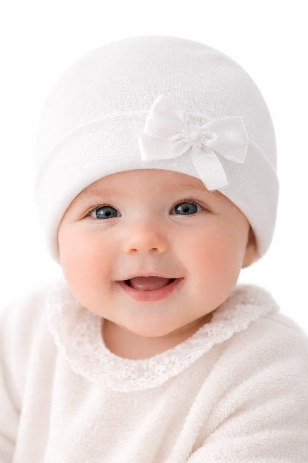La Bortini Erstlingsmütze Mütze mit Schleife festliche Babymütze Übergangsmütze