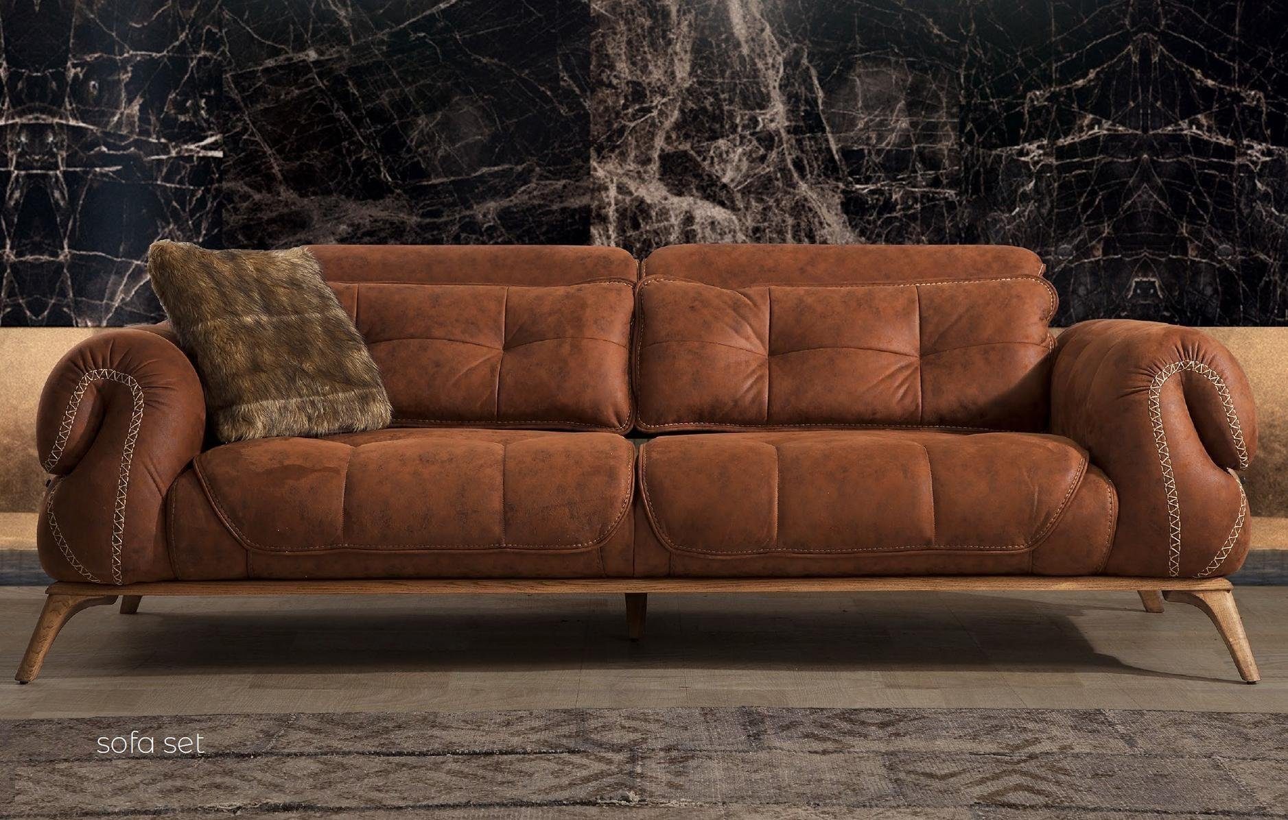 Neu, Wildleder Sofa Optik in JVmoebel Couchen Sofa Couch Design Braune Europe Made Dreisitzer Sofas