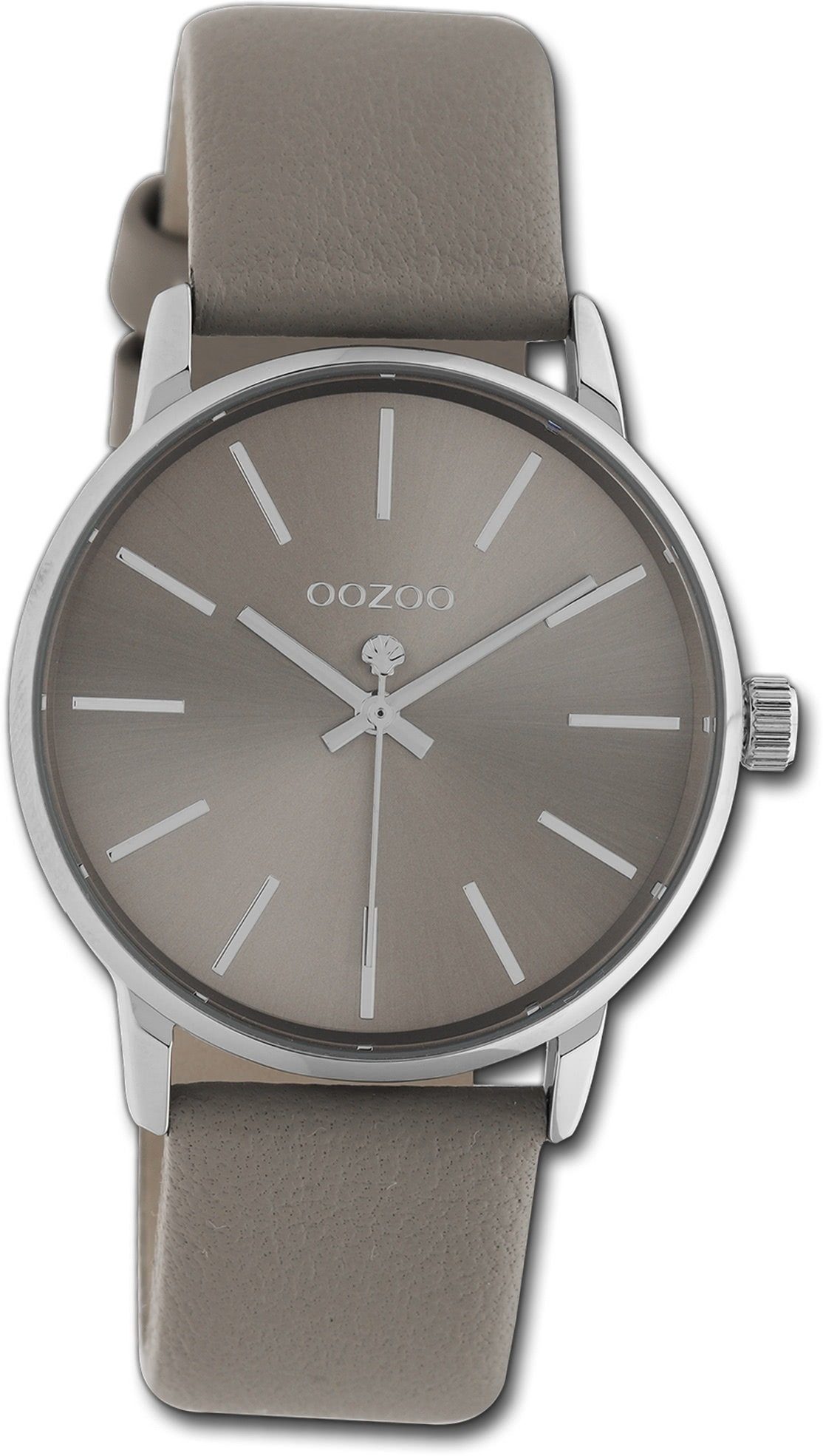 OOZOO Quarzuhr Oozoo Damen Armbanduhr Timepieces, Damenuhr Lederarmband braun, rundes Gehäuse, mittel (ca. 36mm)