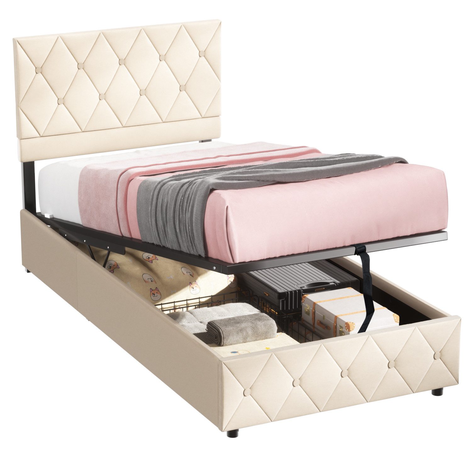 OKWISH Polsterbett Funktionsbett Stauraumbett (90x200 cm günstig online kaufen