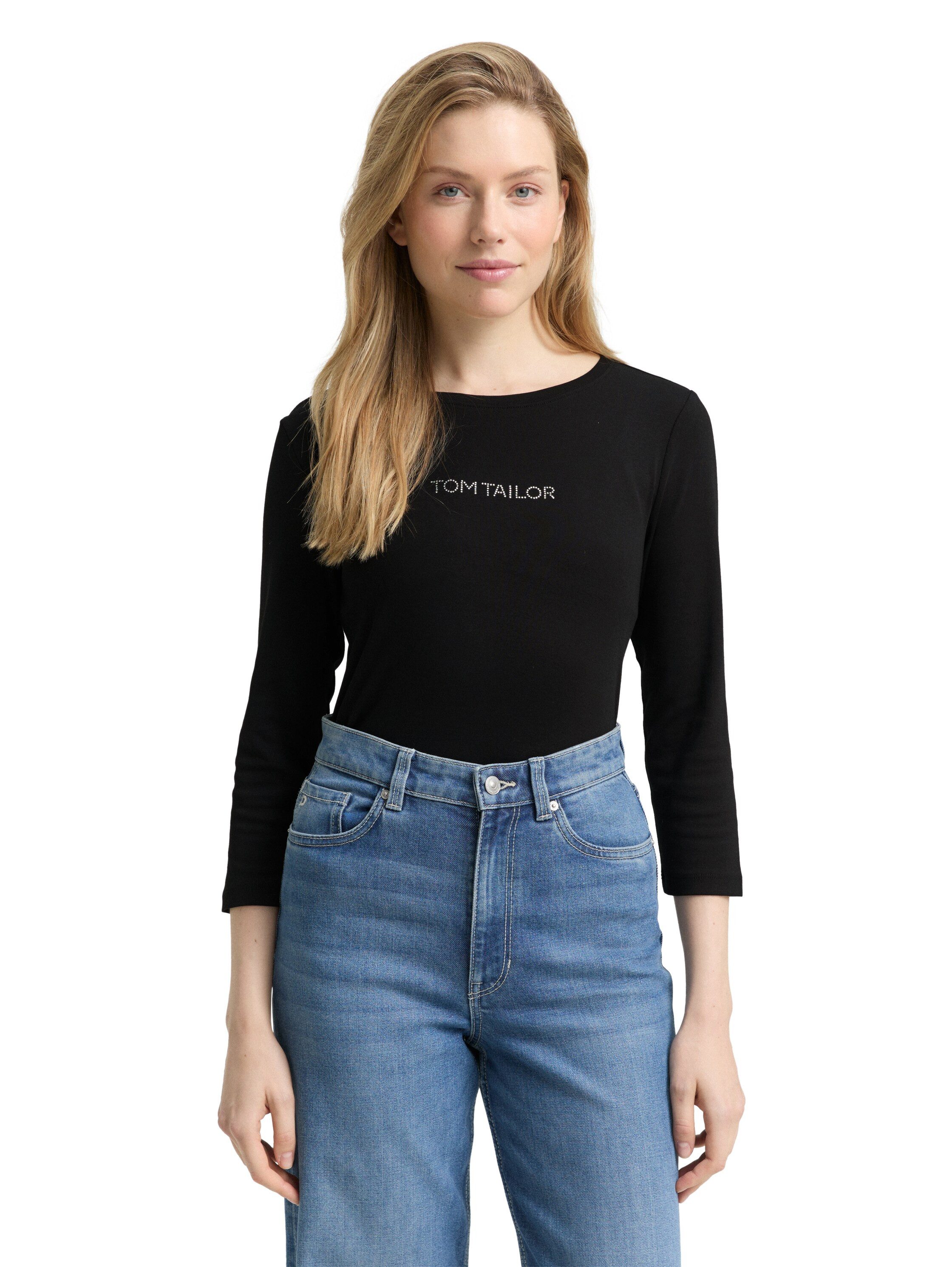 TOM TAILOR 3/4-Arm-Shirt mit Logo Schriftzug günstig online kaufen
