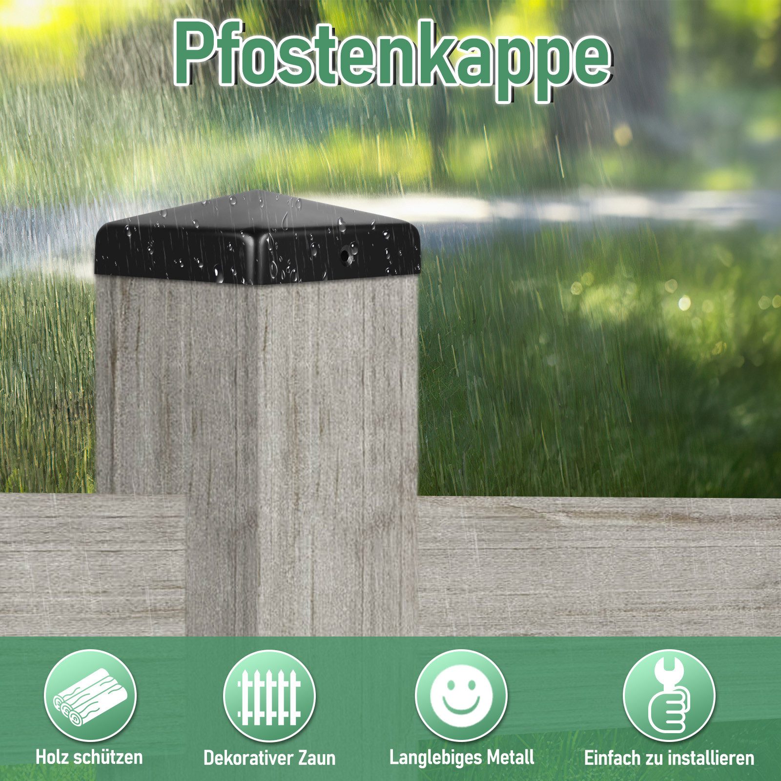Clanmacy Pfostenkappe 10x Pfostenkappe Pyramide 91X91mm Zaunkappe für Pfosten Schwarz – Bild 3 von 5
