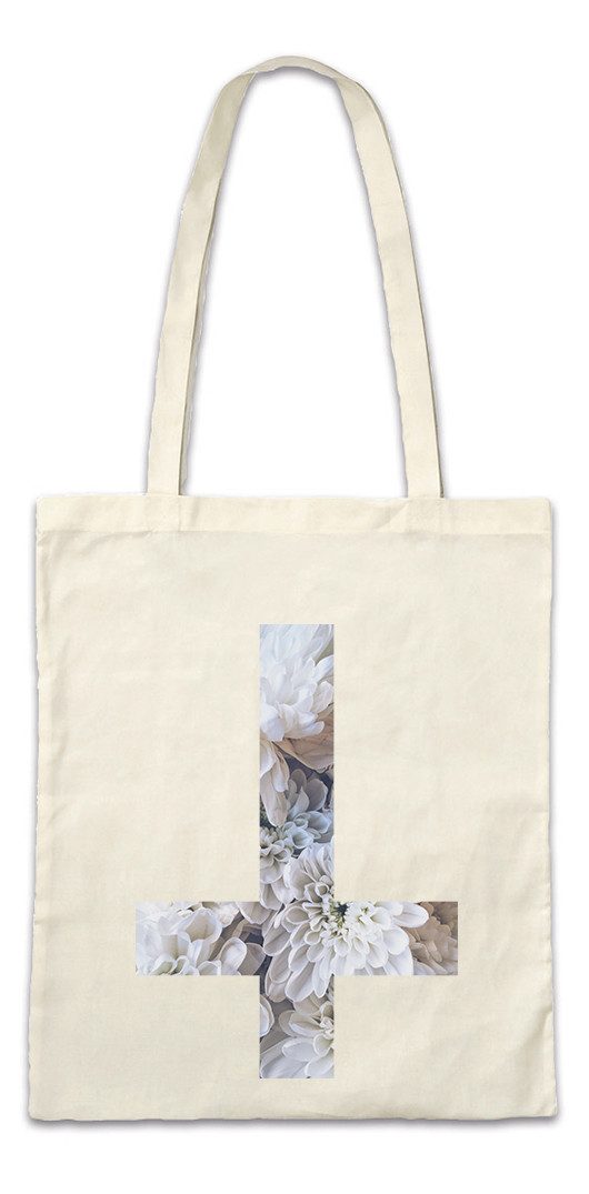 Beuteltasche Inverted Flower Cross Stofftasche Umgedrehtes Kreuz Symbol Pentagram