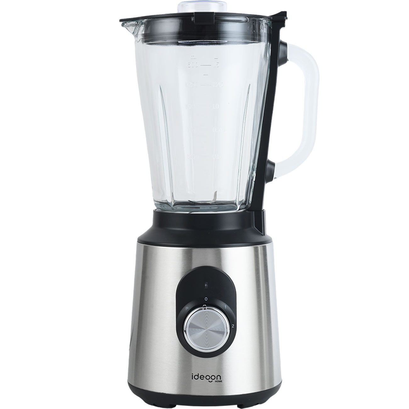shop'n smile ideoon Standmixer Edelstahl Standmixer 1,5L Glasbehälter 1000W Küchenmixer rutschfest, 1000 W, 1,5 L, 1000 W, 2 Stufen + Pulse, Edelstahl/Glas, spülmaschinenfest