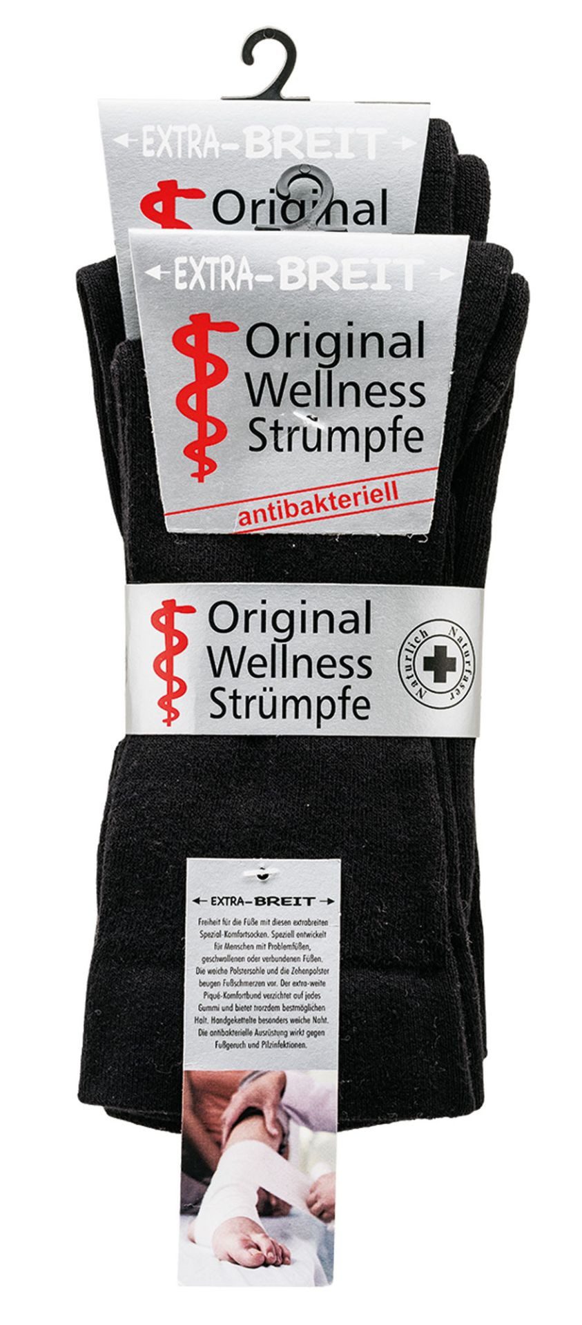 Wowerat Diabetikersocken 2 Paar Extra-Breite, antibakterielle Wellnesssocken mit Polstersohle – Bild 2 von 2