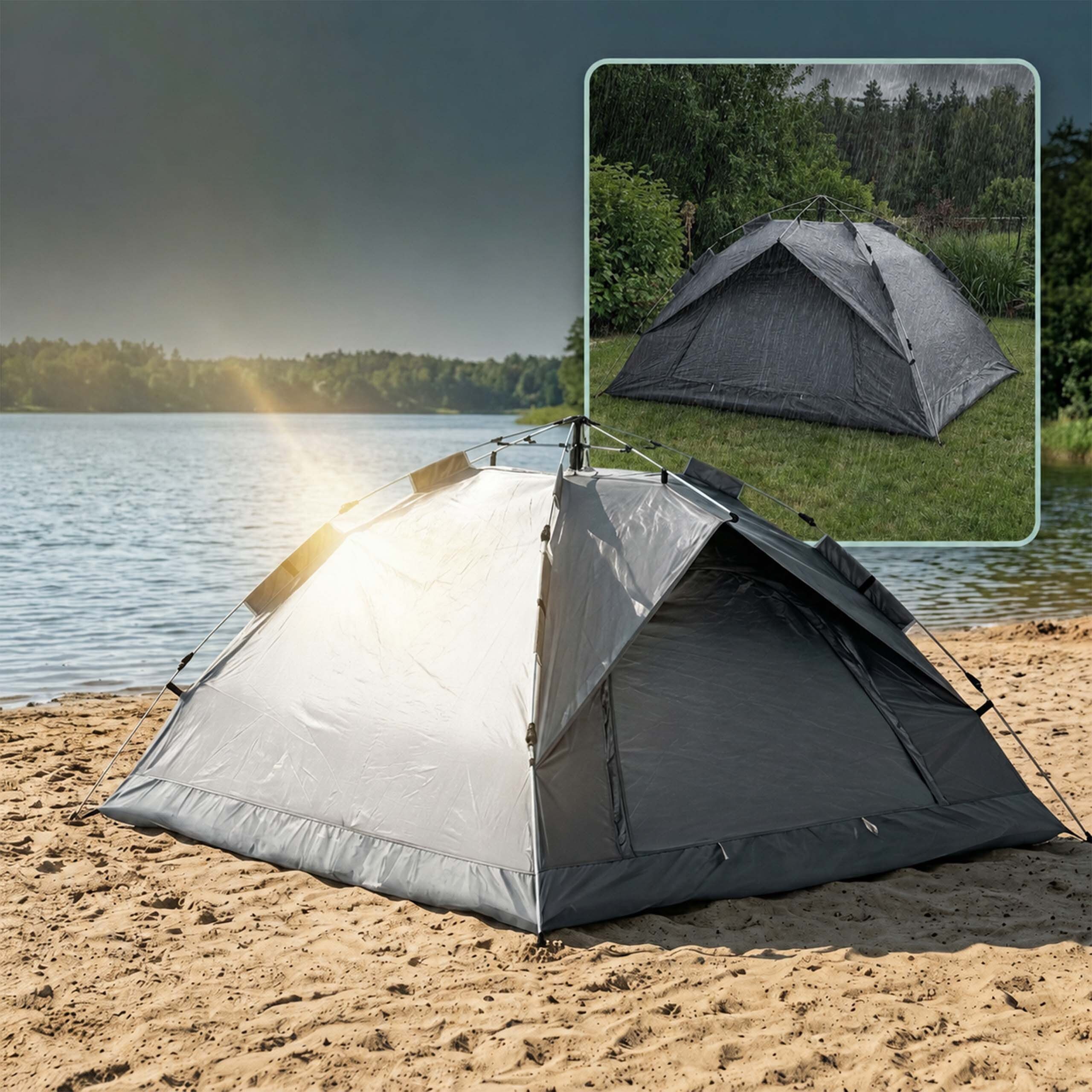 relaxdays Wurfzelt Campingzelt 3-4 Personen Schnellaufbau