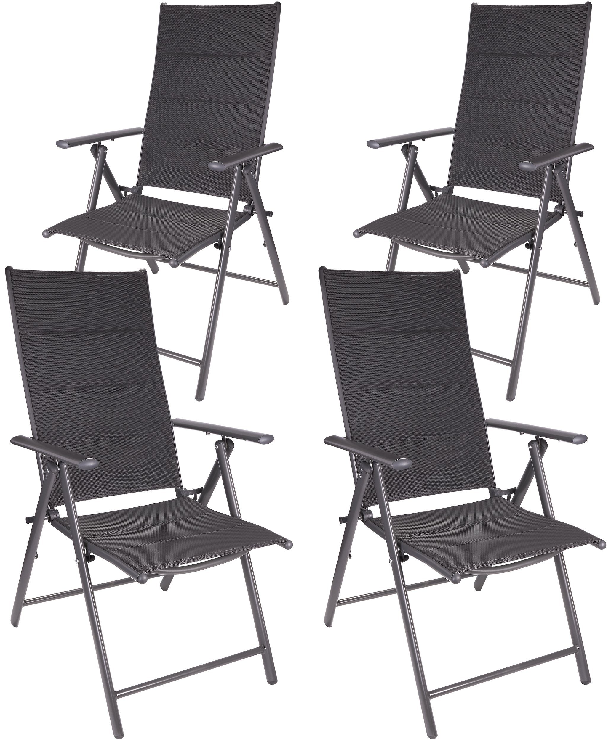BRUBAKER Gartenstuhl Riva Stuhl mit 7-Fach verstellbarer Rückenlehne (Set, 4 St), Gartenstühle - Faltstühle klappbar - wetterfeste Klappstühle für Terrasse oder Balkon
