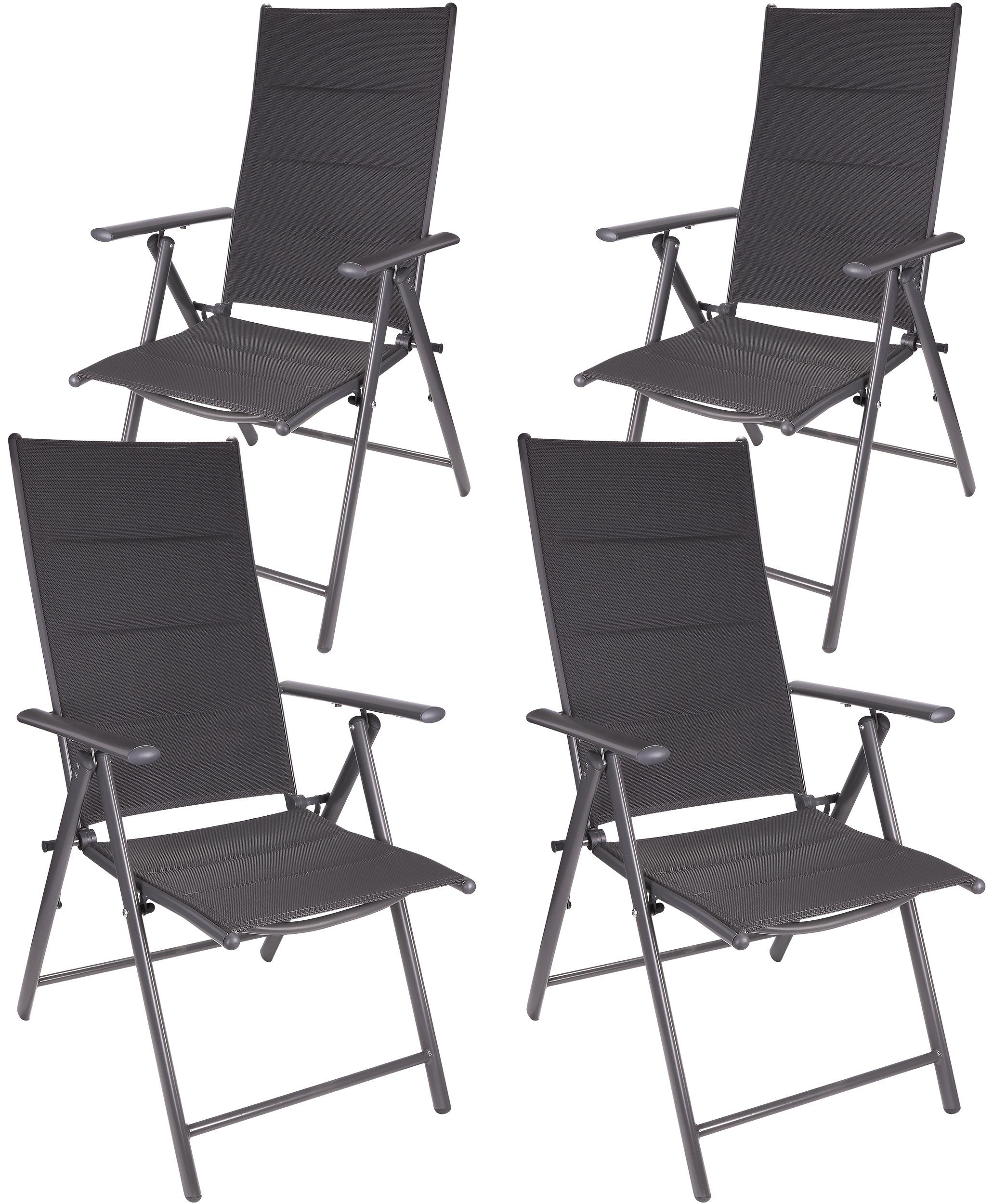 BRUBAKER Gartenstuhl Riva Stuhl mit 7-Fach verstellbarer Rückenlehne (Set, 4 St), Gartenstühle - Faltstühle klappbar - wetterfeste Klappstühle