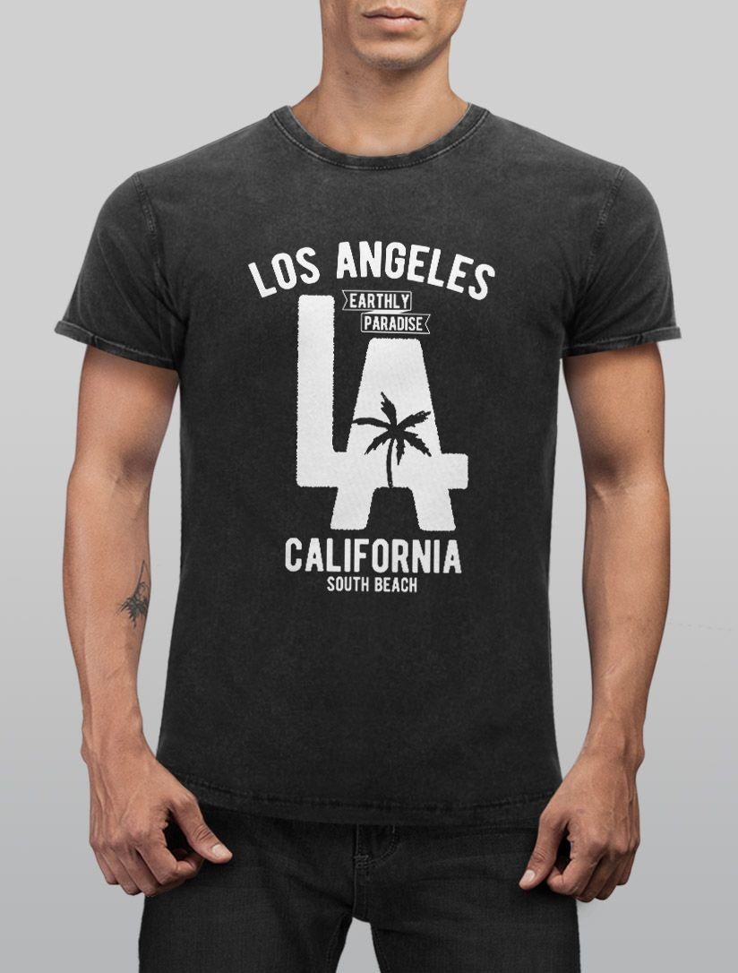 Neverless Print-Shirt Cooles Angesagtes Herren T-Shirt Vintage Shirt LA Los Angeles mit Print