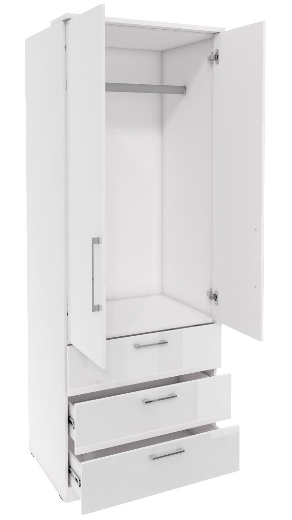 Helvetia Drehtürenschrank Optima (Optima, 1-St., Kleiderschrank) 80x64x216cm weiß / weiß Hochglanz
