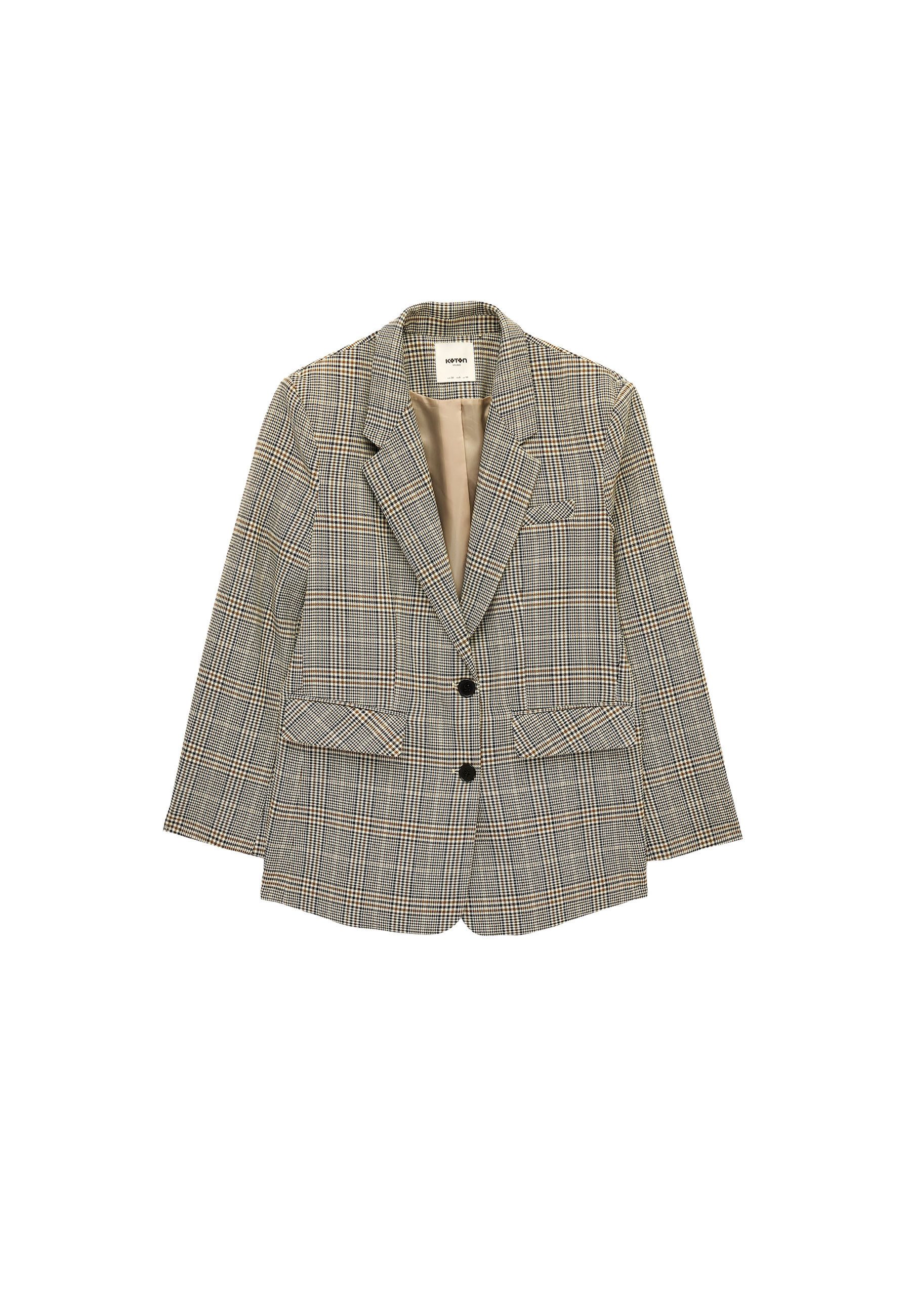 Koton Jackenblazer Koton Karierte Zweireihige Blazerjacke