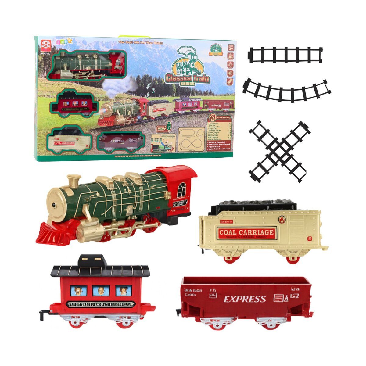 Wisam Lernspielzeug Electric Train Classic Train Lights Sounds Smoke 24 Stk.