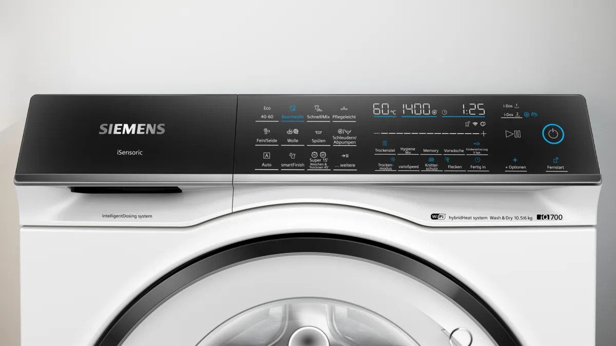 SIEMENS Waschtrockner iQ700 WN54C2A40, 10,5 kg, 6 kg, 1400 U/min, i-Dos & smartFinish für Bügel-Erleichterung