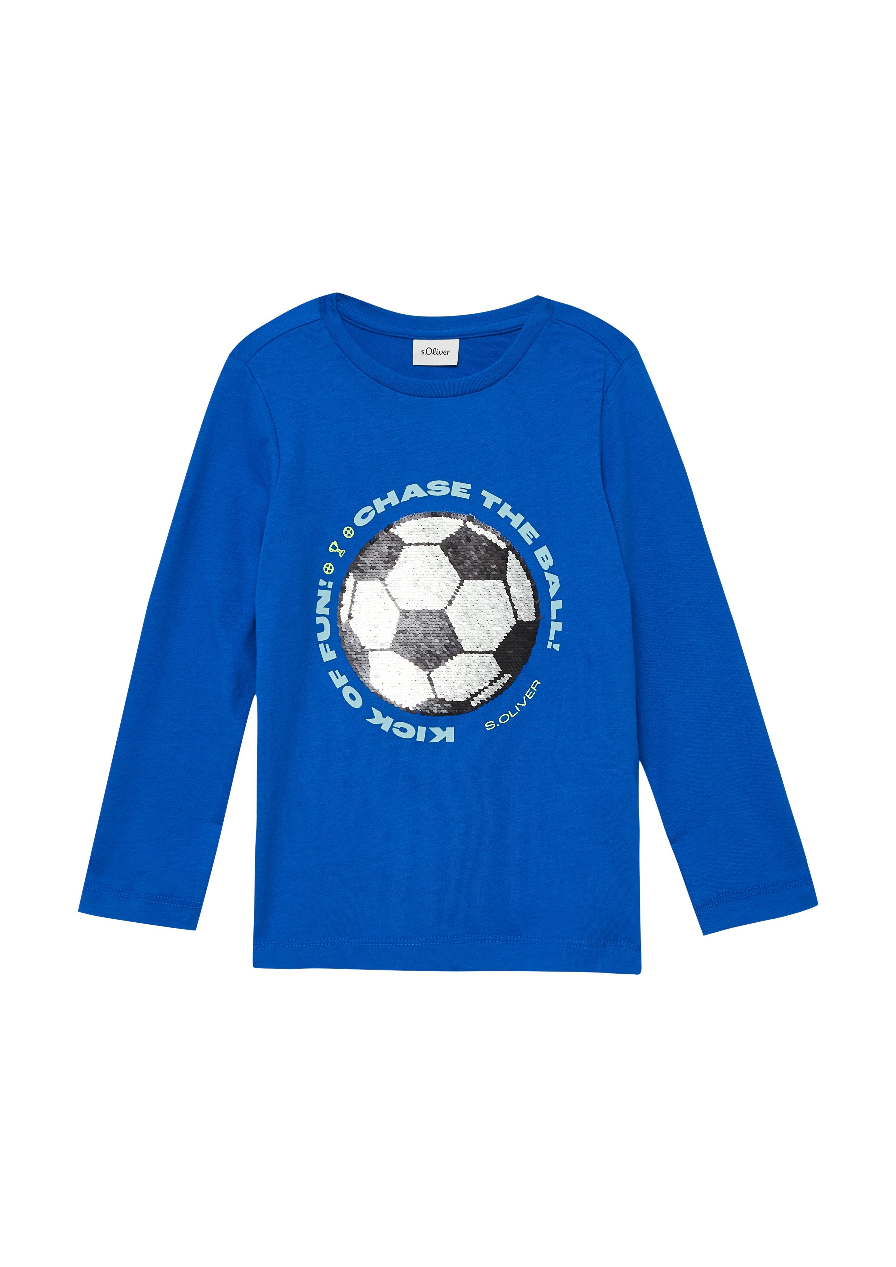 s.Oliver Junior Langarmshirt mit Print und Fussball-Pailletten, für Boys