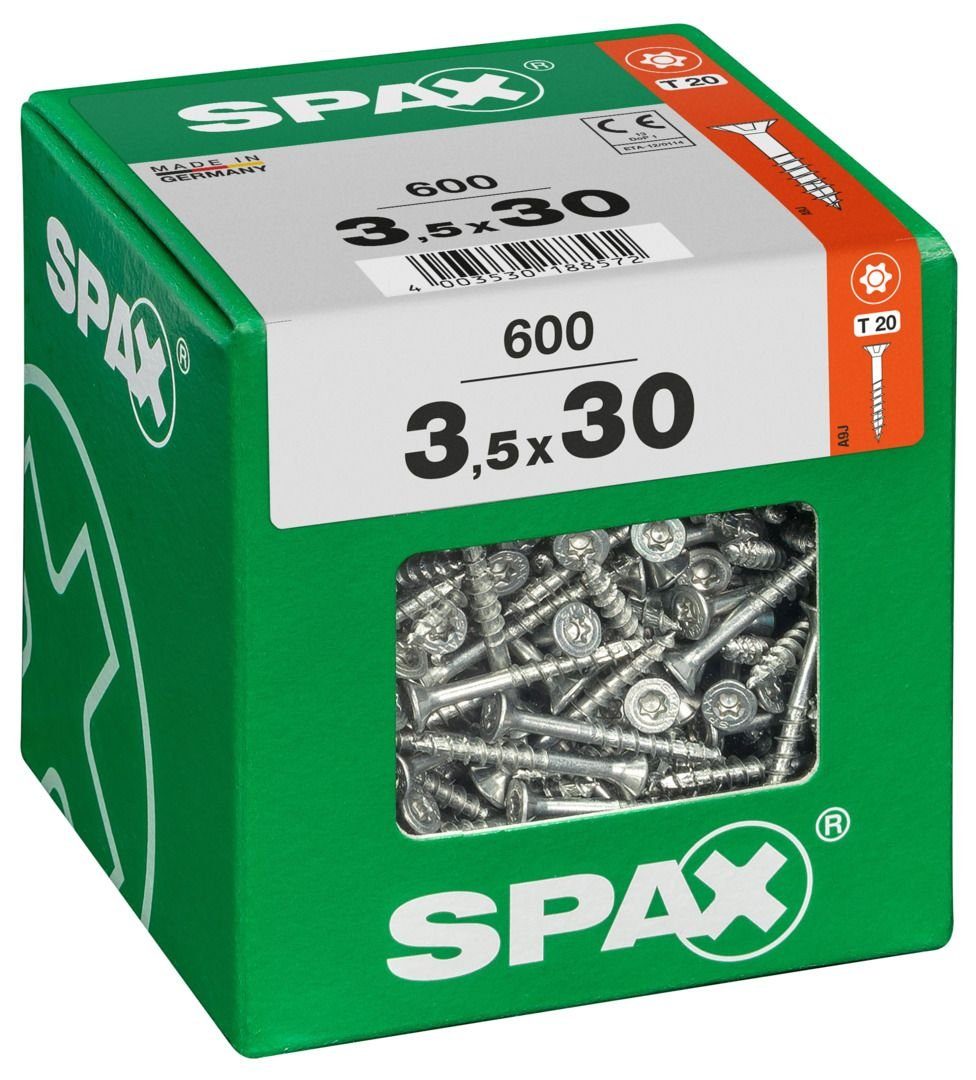 x TX SPAX - Holzbauschraube 600 30 3.5 20 mm Spax Universalschrauben