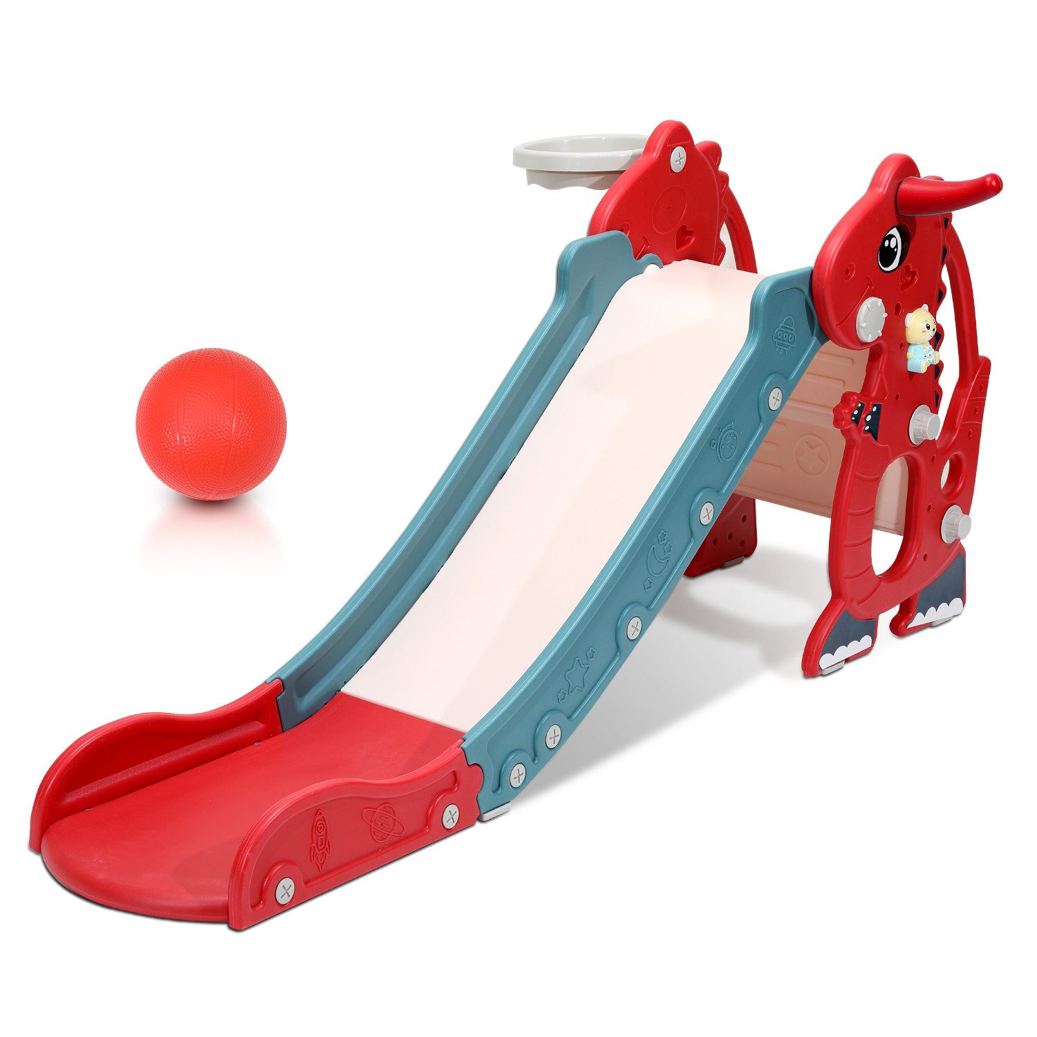Rutsche Kinderrutsche mit Basketballkorb Garten Gartenrutsche Rutsche 4 in 1