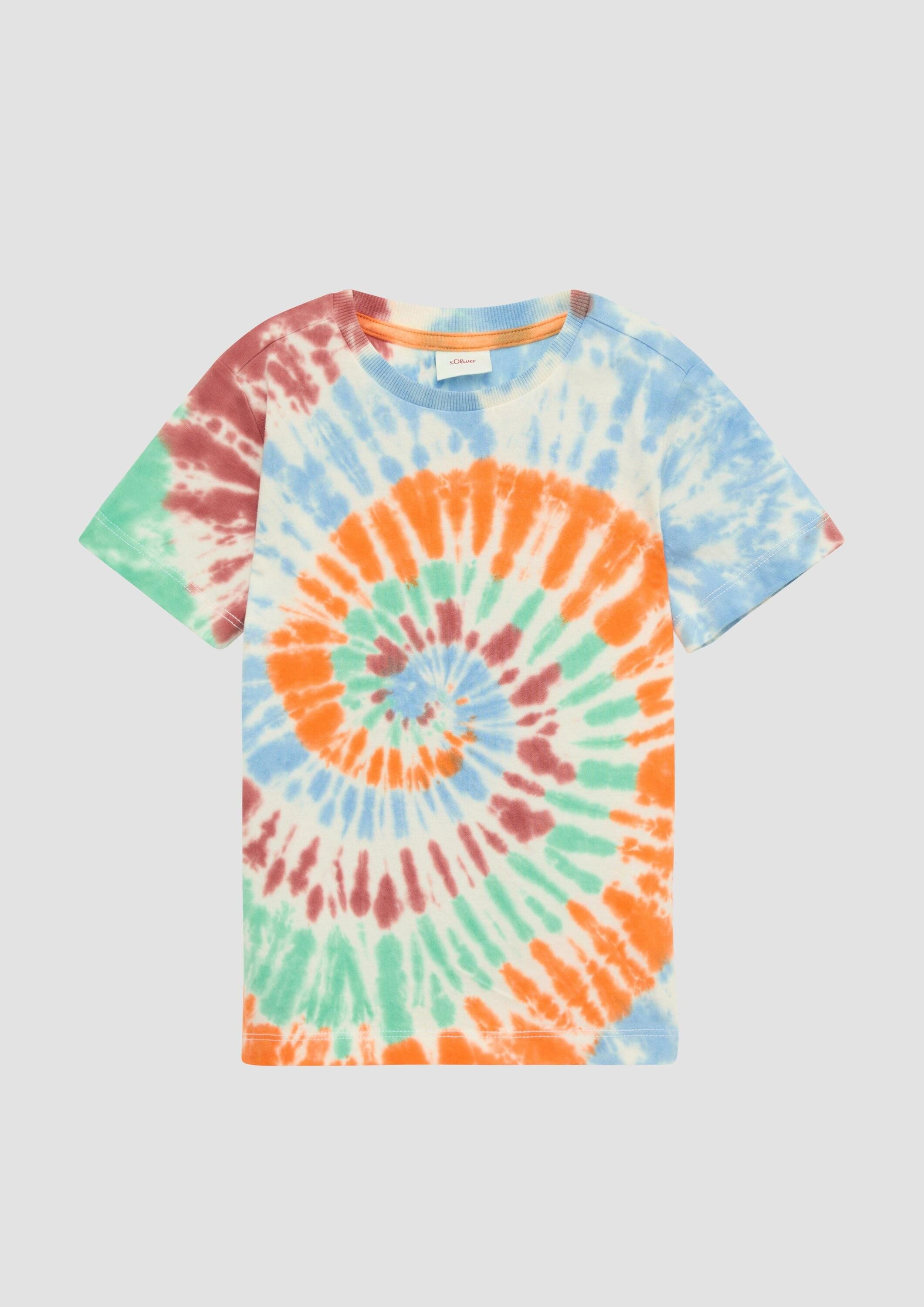 s.Oliver Kurzarmshirt T-Shirt T-Shirt aus Baumwolle mit Batikeffekt