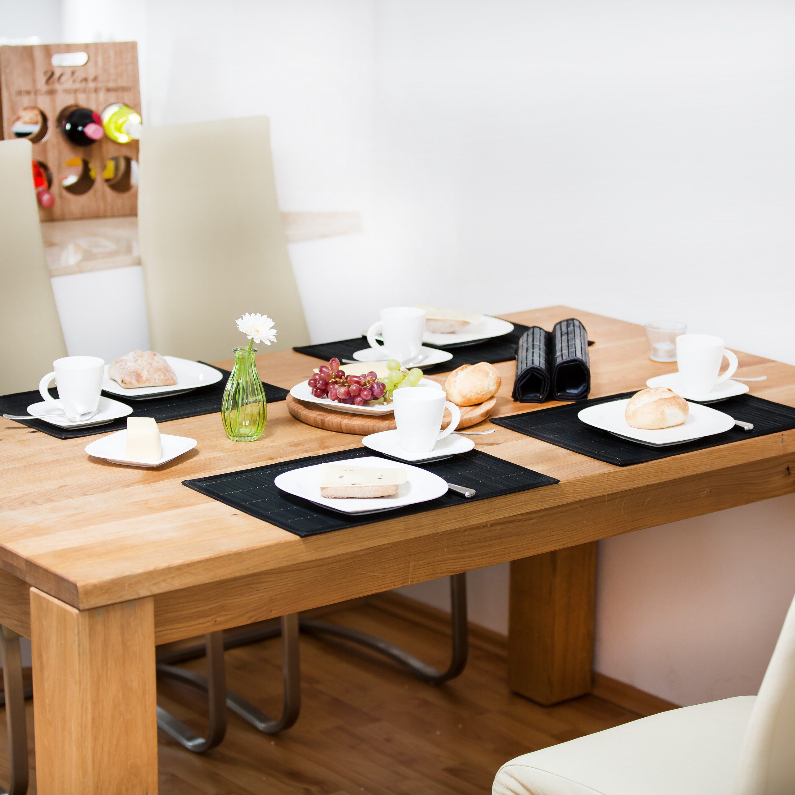 relaxdays Platzset Tischset 6er Set Bambus, schwarz